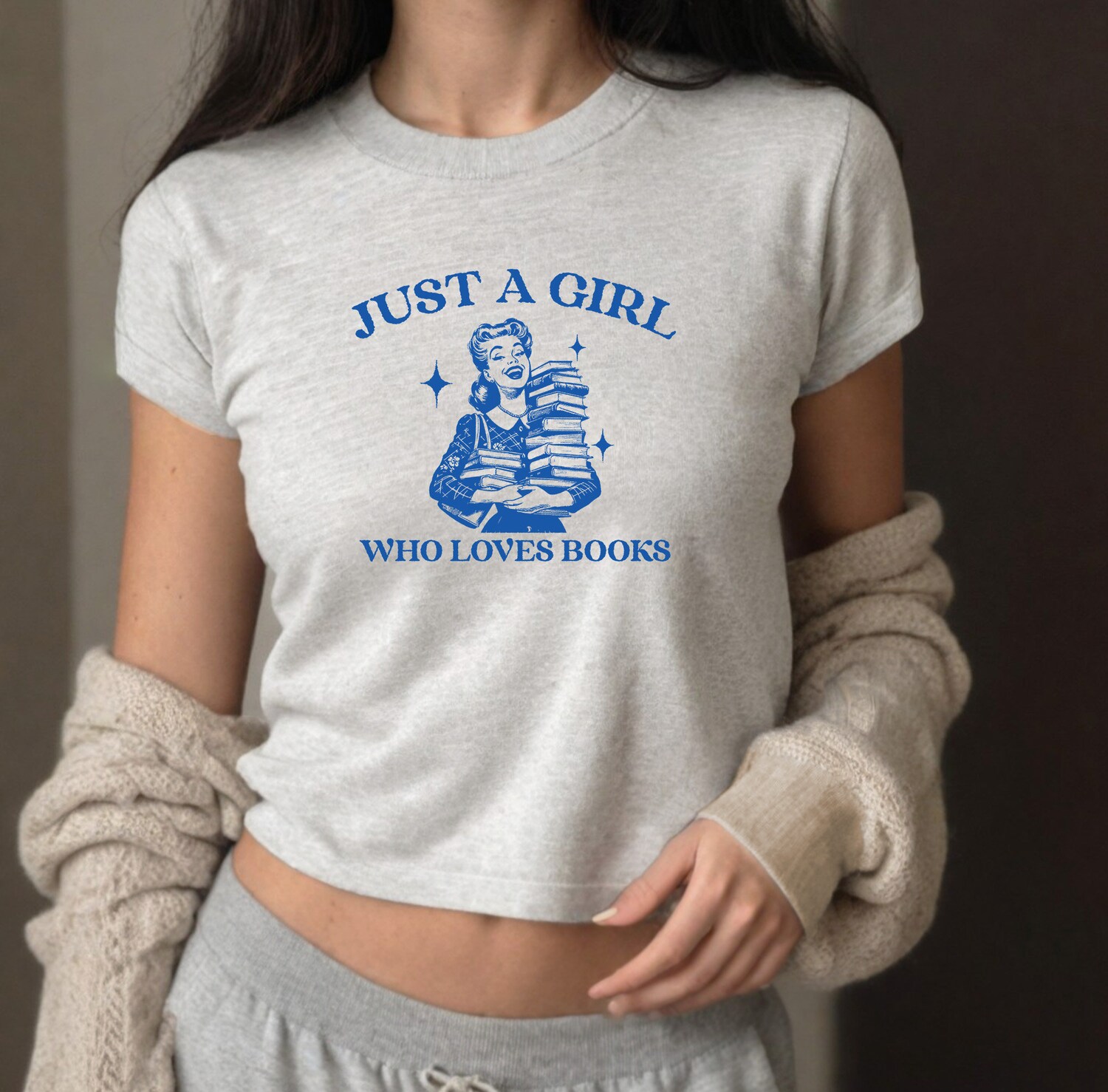 Retro Just A Girl Who Loves Books Baby Lovers Reading Women Cute Shirt image 1