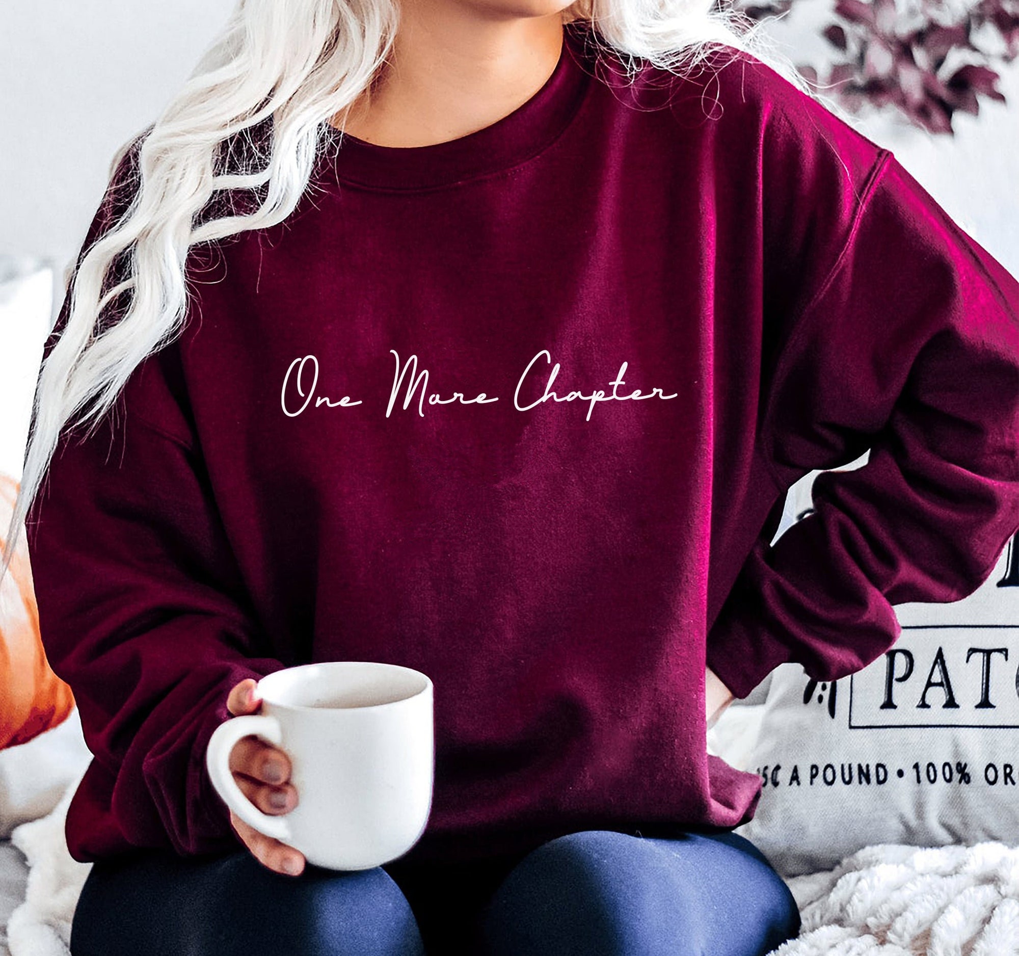 One More Chapter Bookish Reading Lover Bibliophile Sweatshirt image 2