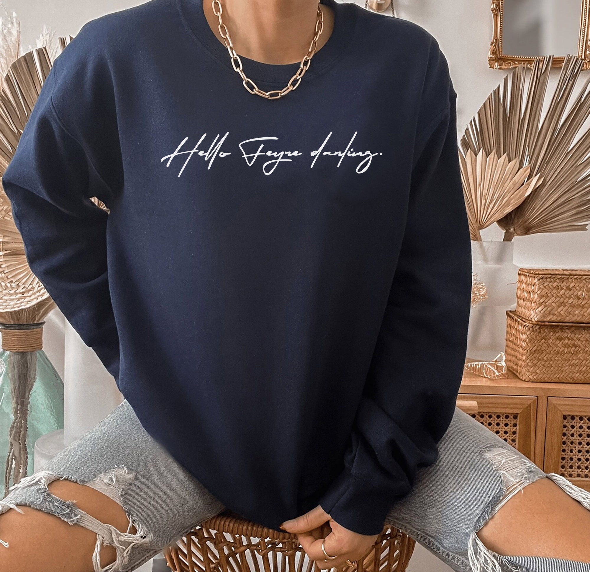 SJM Hello Feyre Darling ACOTAR Throne Of Glass Bookish Reader Sweatshirt image 3