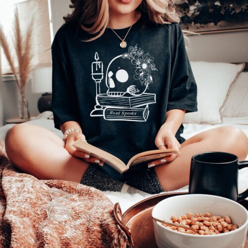 Read Spooky Books Halloween Librarian Reading Shirt image 0