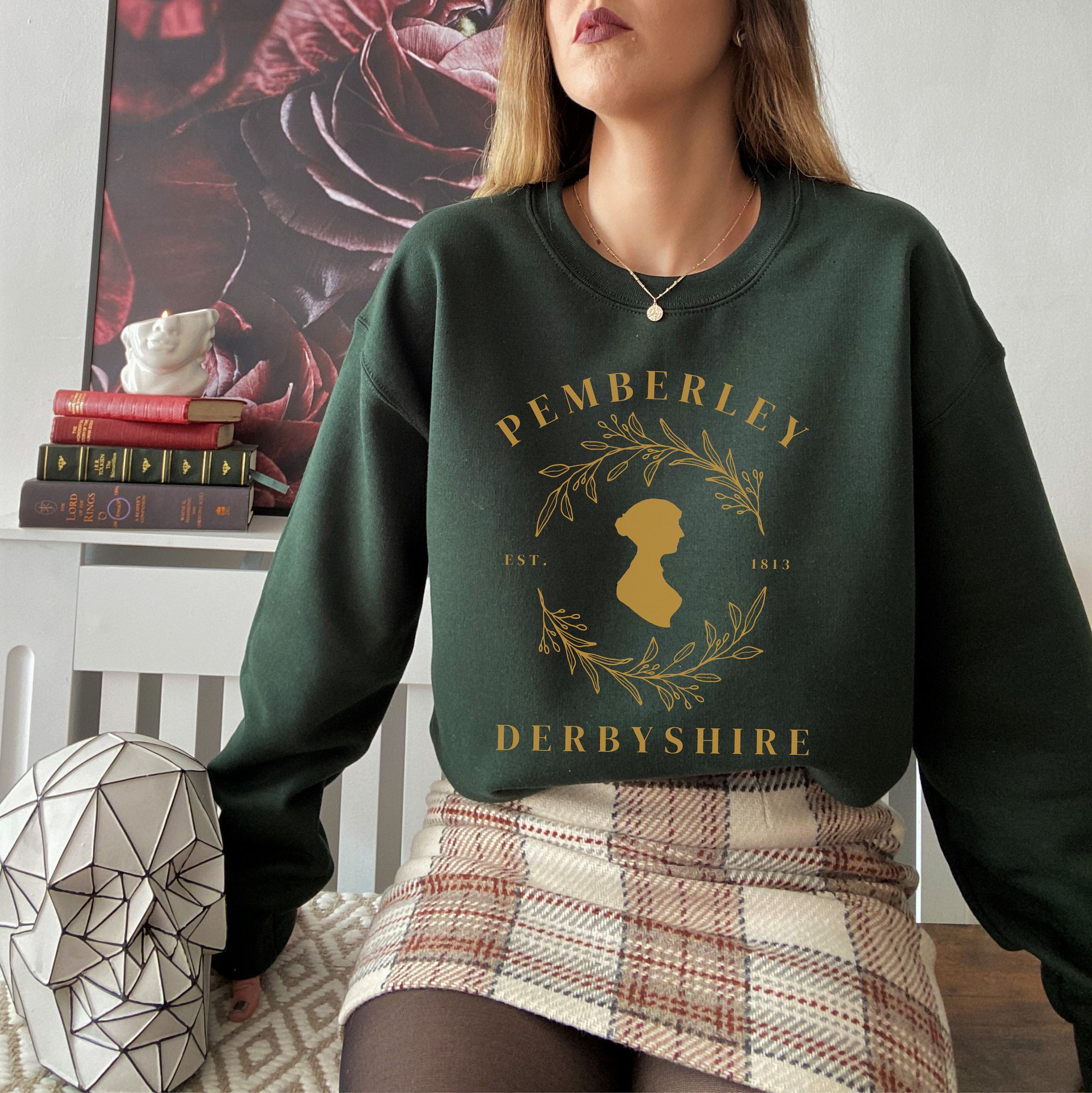 Dark Academia Pemberley Jane Austen Bookish Librarian Reading Sweatshirt image 1