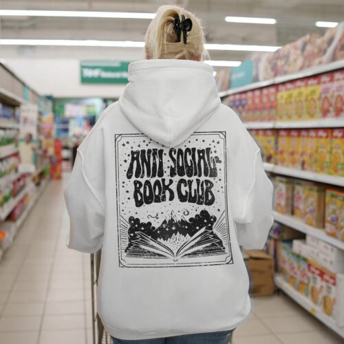 Anti Social Book Club Reader Line Art Tarot Card Dark Velaris ACOTAR Hoodie image 0