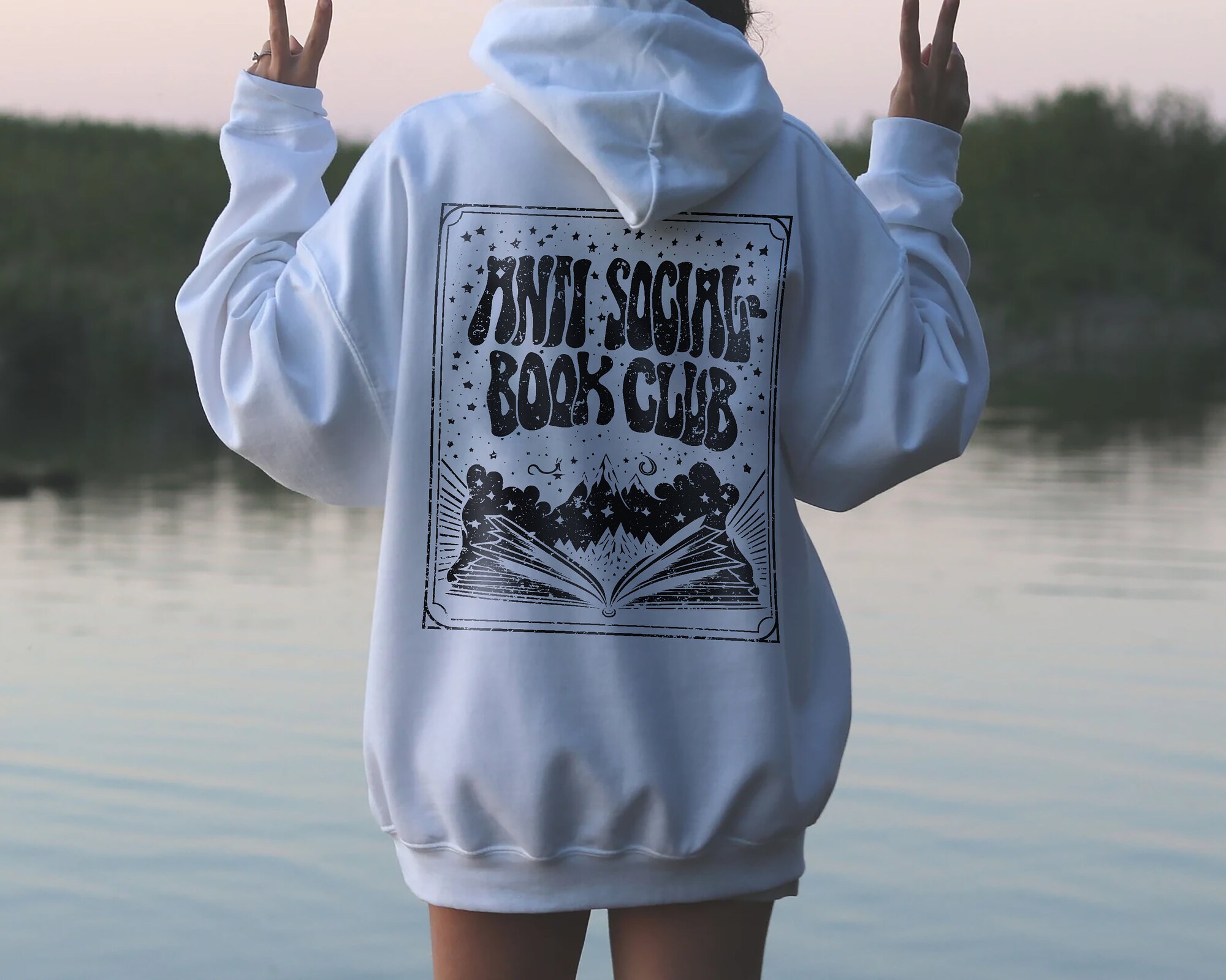 Anti Social Book Club Reader Line Art Tarot Card Dark Velaris ACOTAR Hoodie image 3