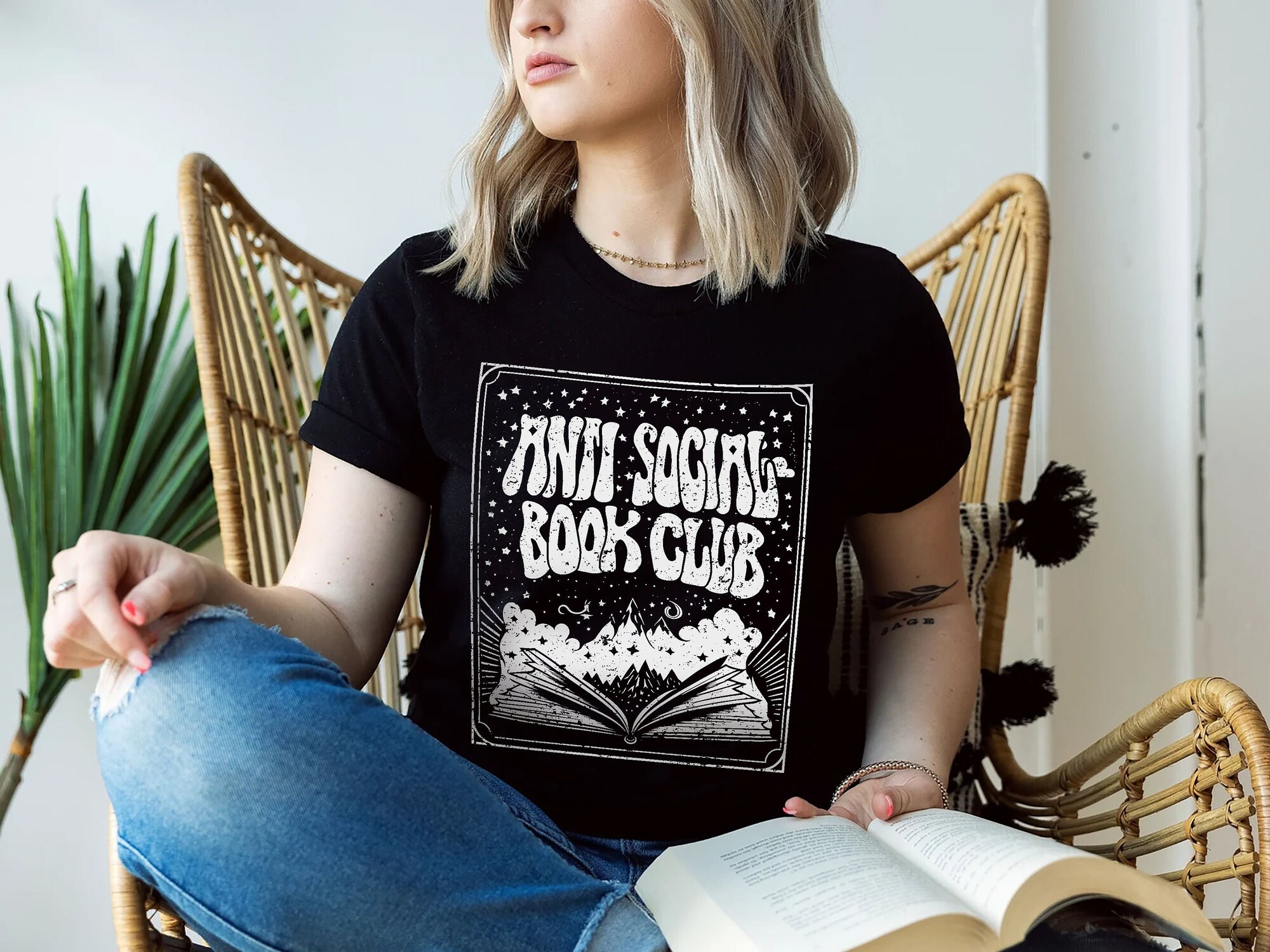 Anti Social Book Club Worm Tarot Card Library Dark Academia ACOTAR SJM Shirt image 1