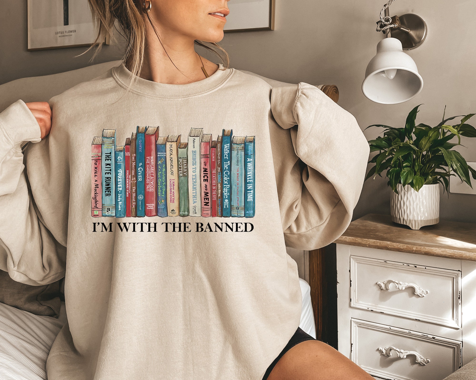 I'm With The Banned Books Librarian Lovers Reading Teachers Sweatshirt image 1