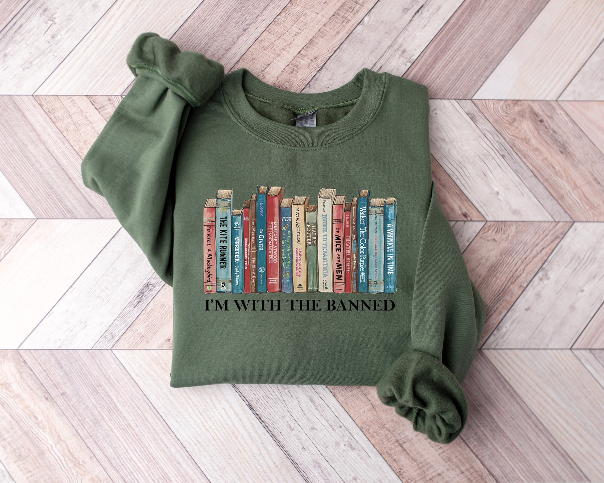 I'm With The Banned Books Librarian Lovers Reading Teachers Sweatshirt image 2