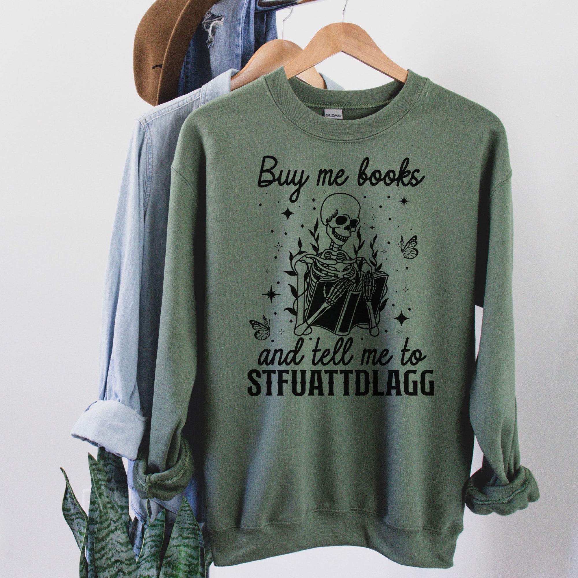 Buy Me Book And Tell Me To STFUATTDLAGG Smut Reader Skeleton Sweatshirt image 4