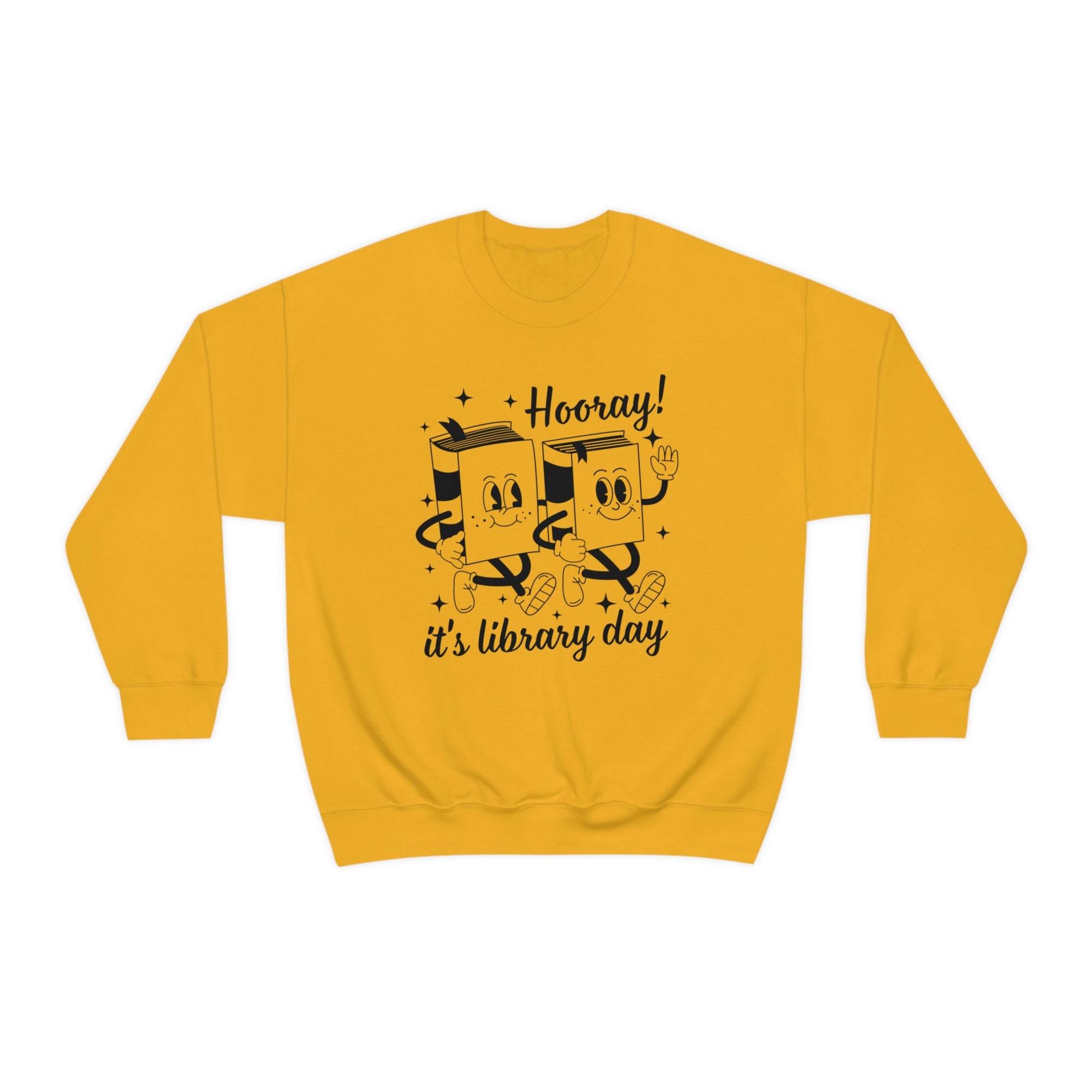 Retro Hooray It's Library Day Book Reader Teacher Back To School Sweatshirt image 3