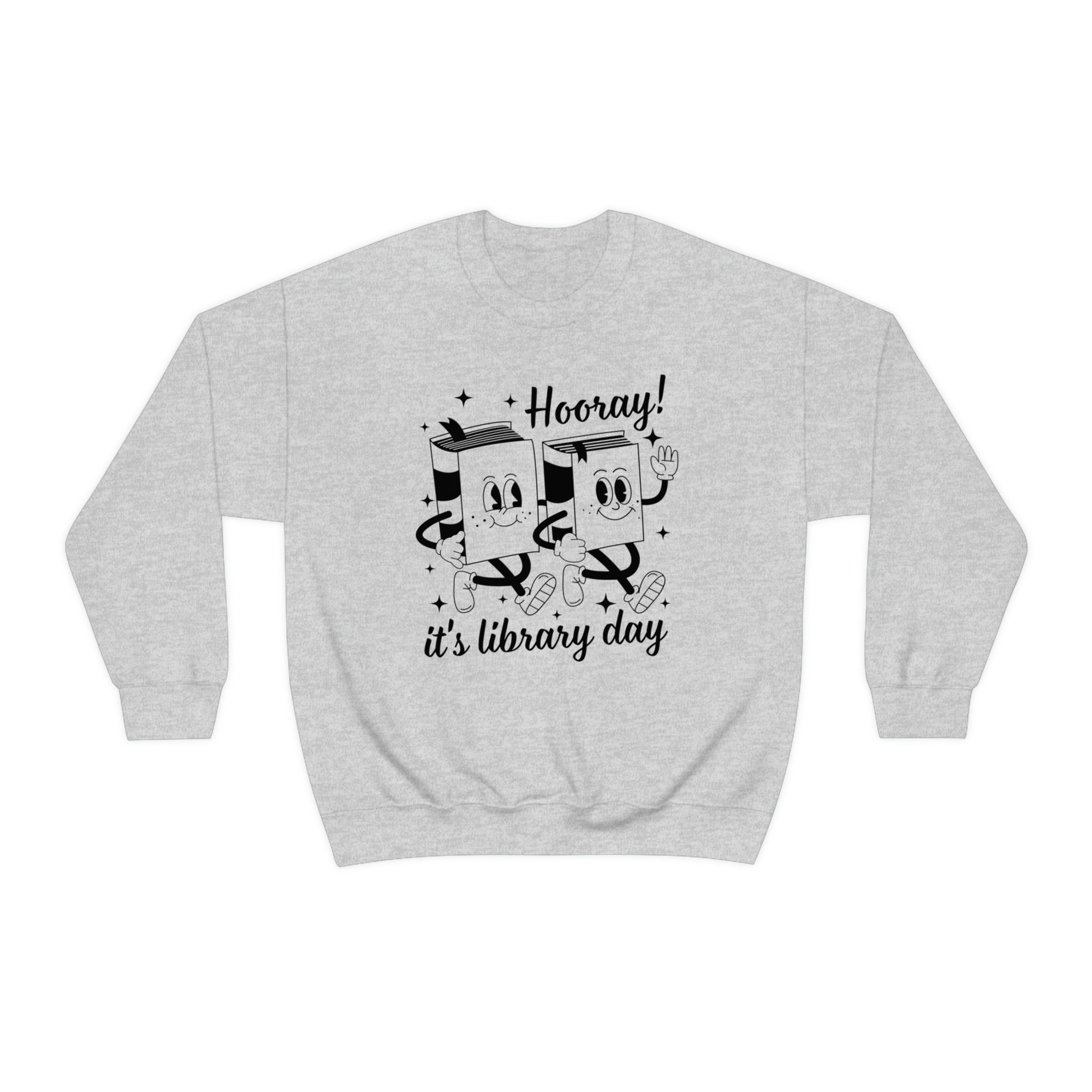 Retro Hooray It's Library Day Book Reader Teacher Back To School Sweatshirt image 5