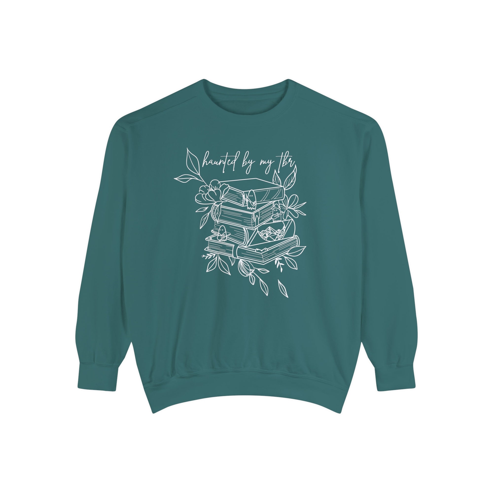 Retro Bookish Haunted By My TBR Librarian Reading Lovers Floral Sweatshirt image 1