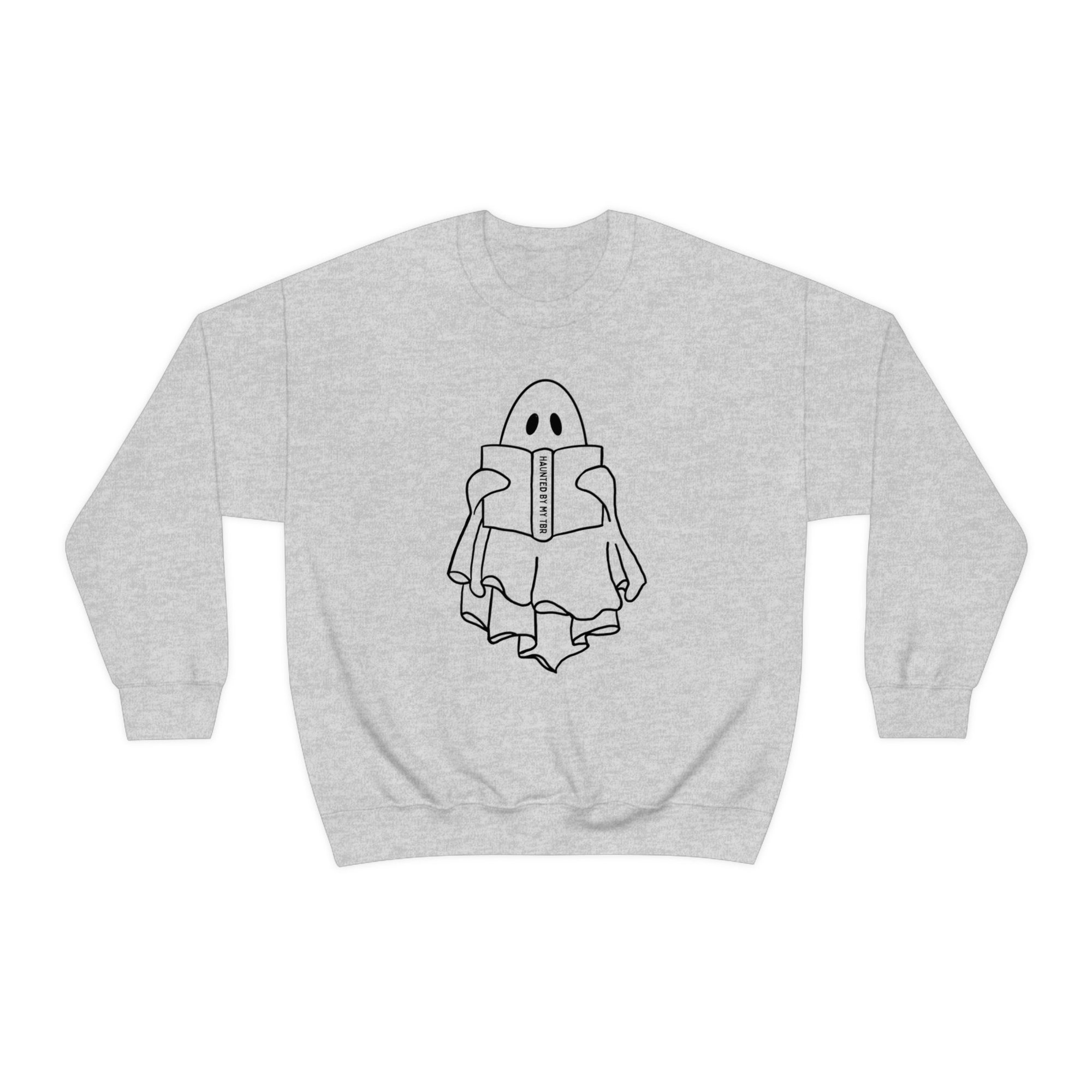 Haunted By My TBR Reading Ghost Bookish Halloween Fall Cute Funny Sweatshirt image 3