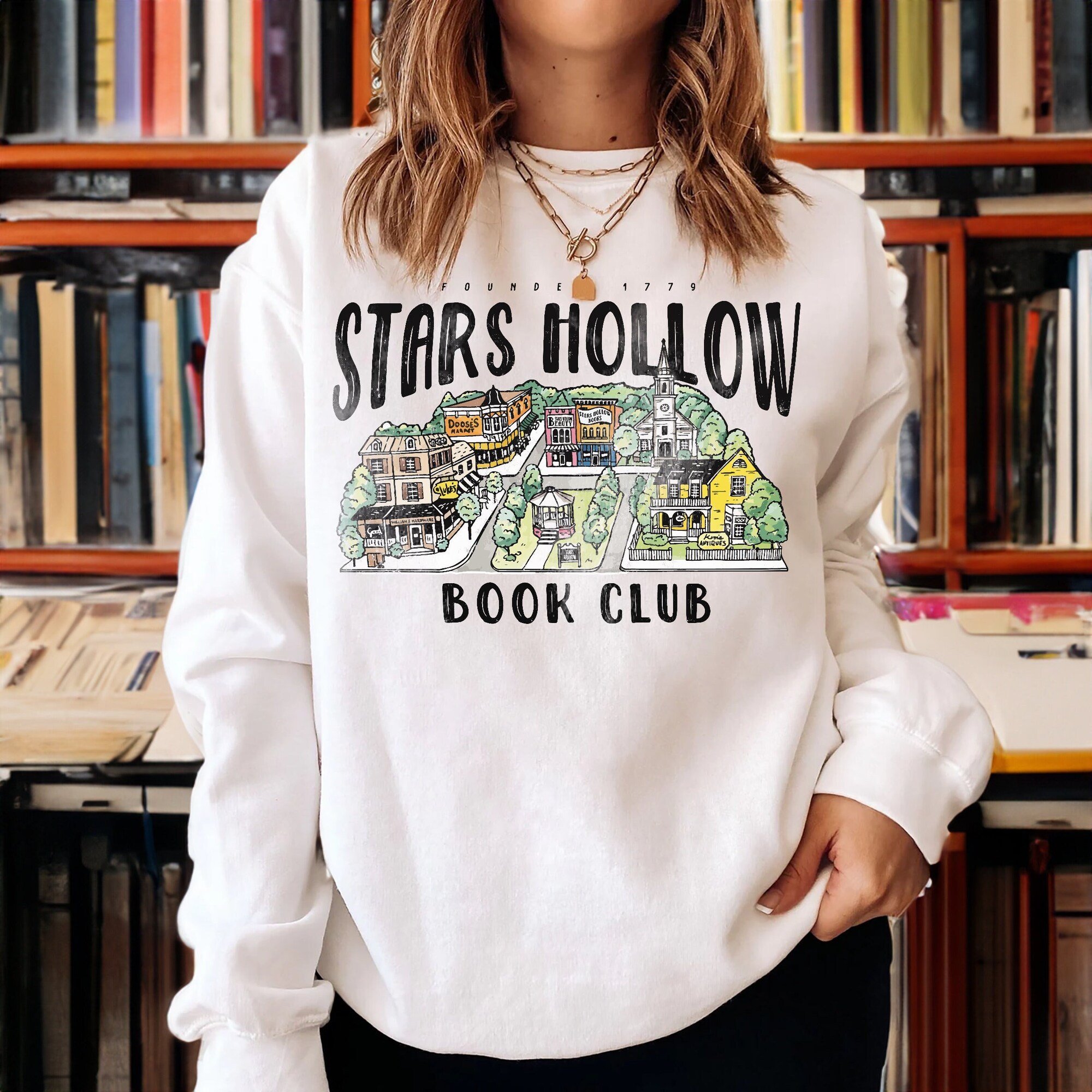 Vintage Stars Hollow Book Club Gilmore Girls Dragon Fly Inn Luke's Diner Sweatshirt image 1