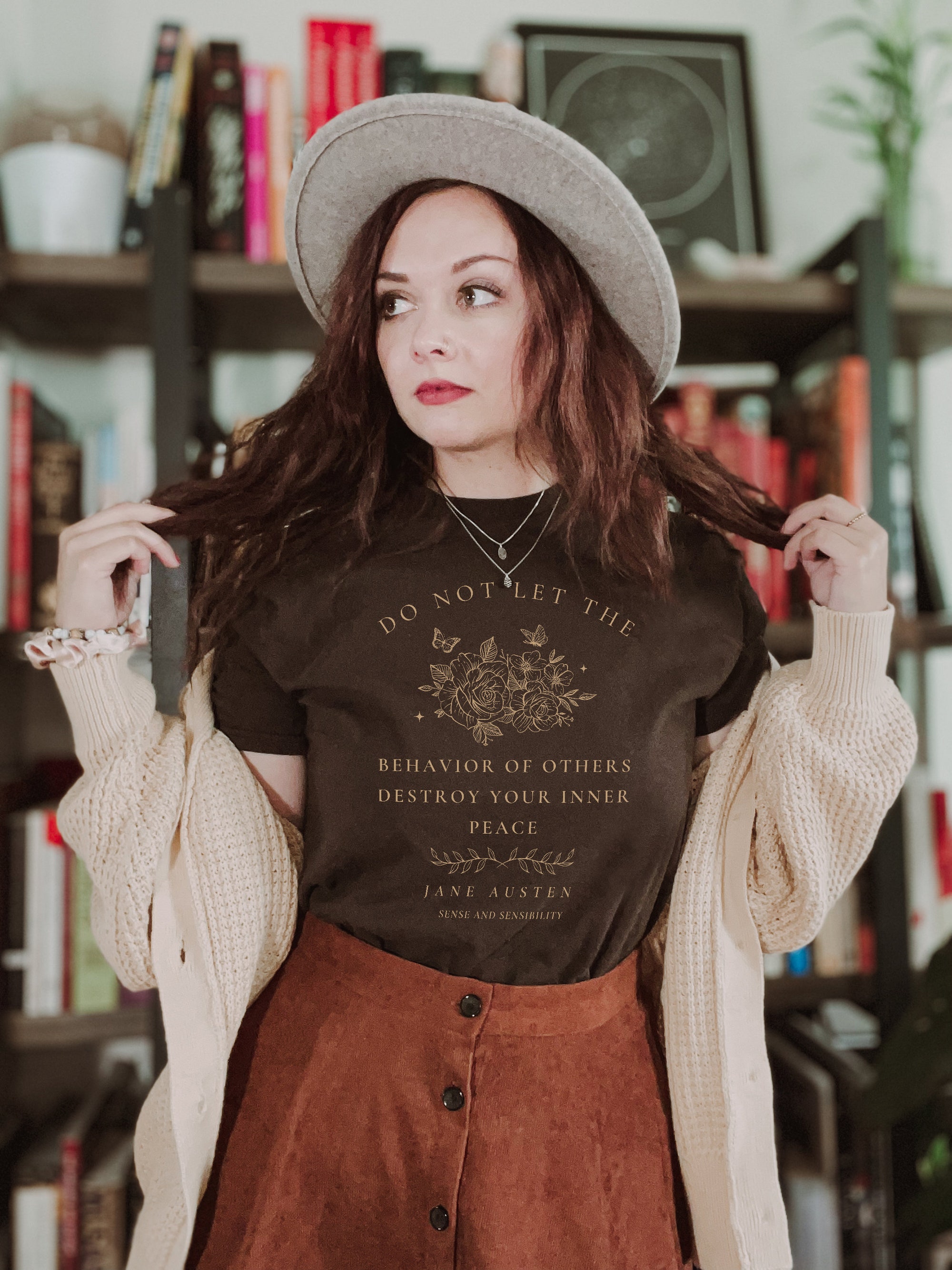 Dark Academia Jane Austen Bookish Reading Librarian Literary Lover Shirt image 1