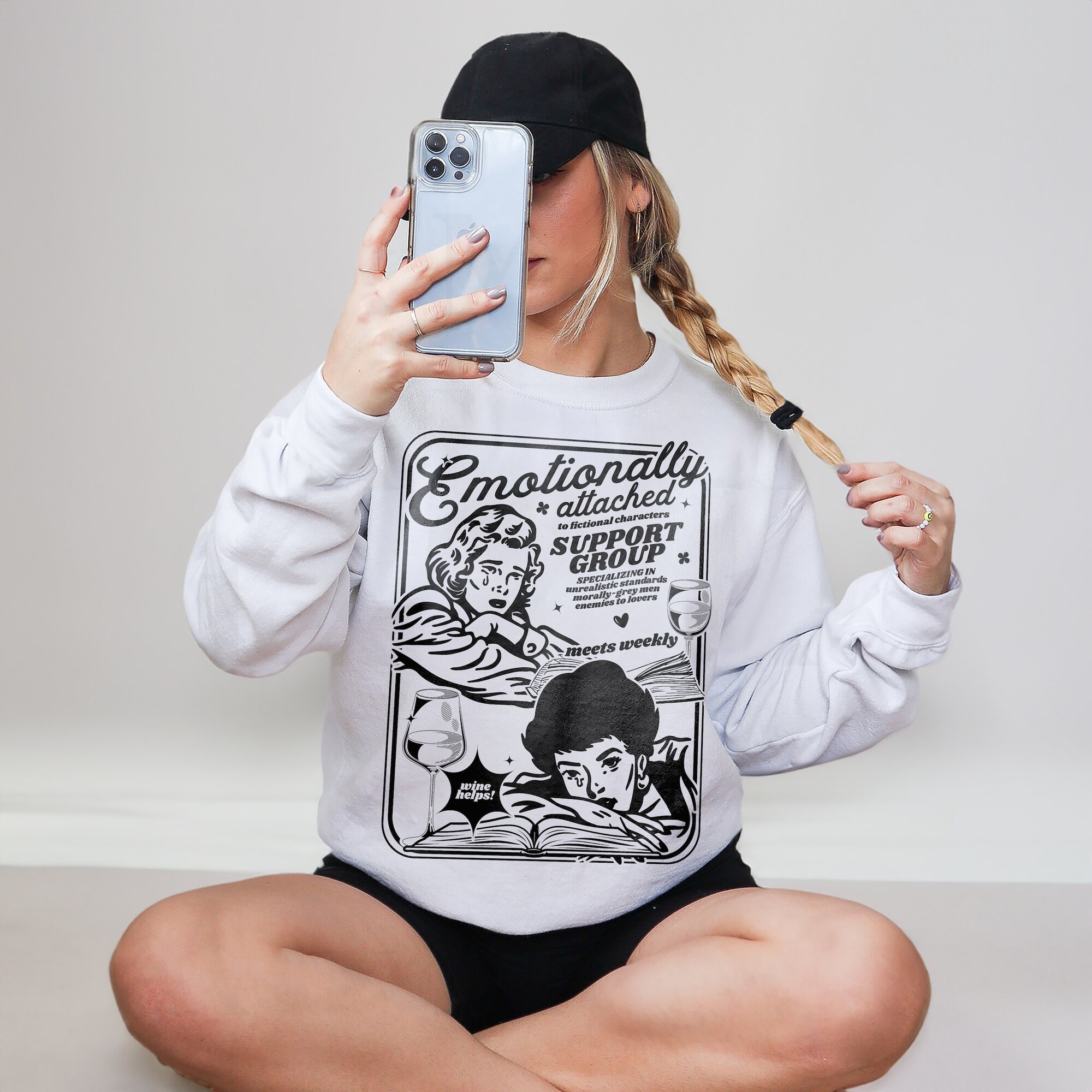 Emotionally Attached To Fictional Characters Bookish Fantasy Romance Reader Sweatshirt image 2