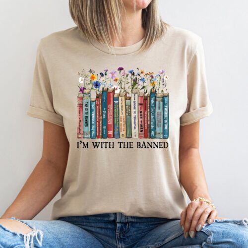 I'm With The Banned Reading Book Lover Librarian Floral Flowers Sweatshirt image 0