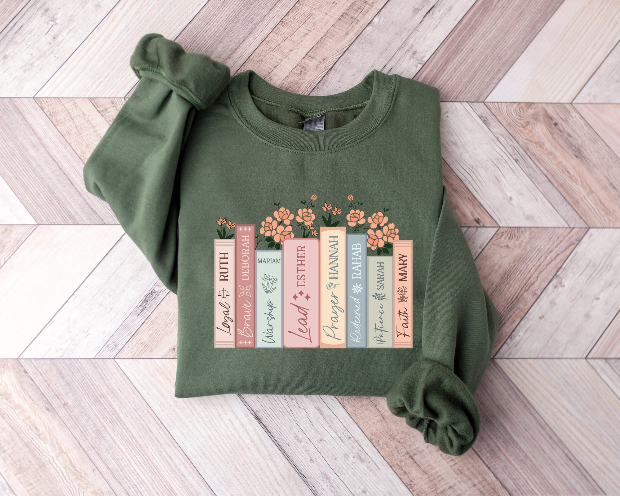 Women Of The Bible Christian Women Floral Jesus Church Book Lover Sweatshirt image 3