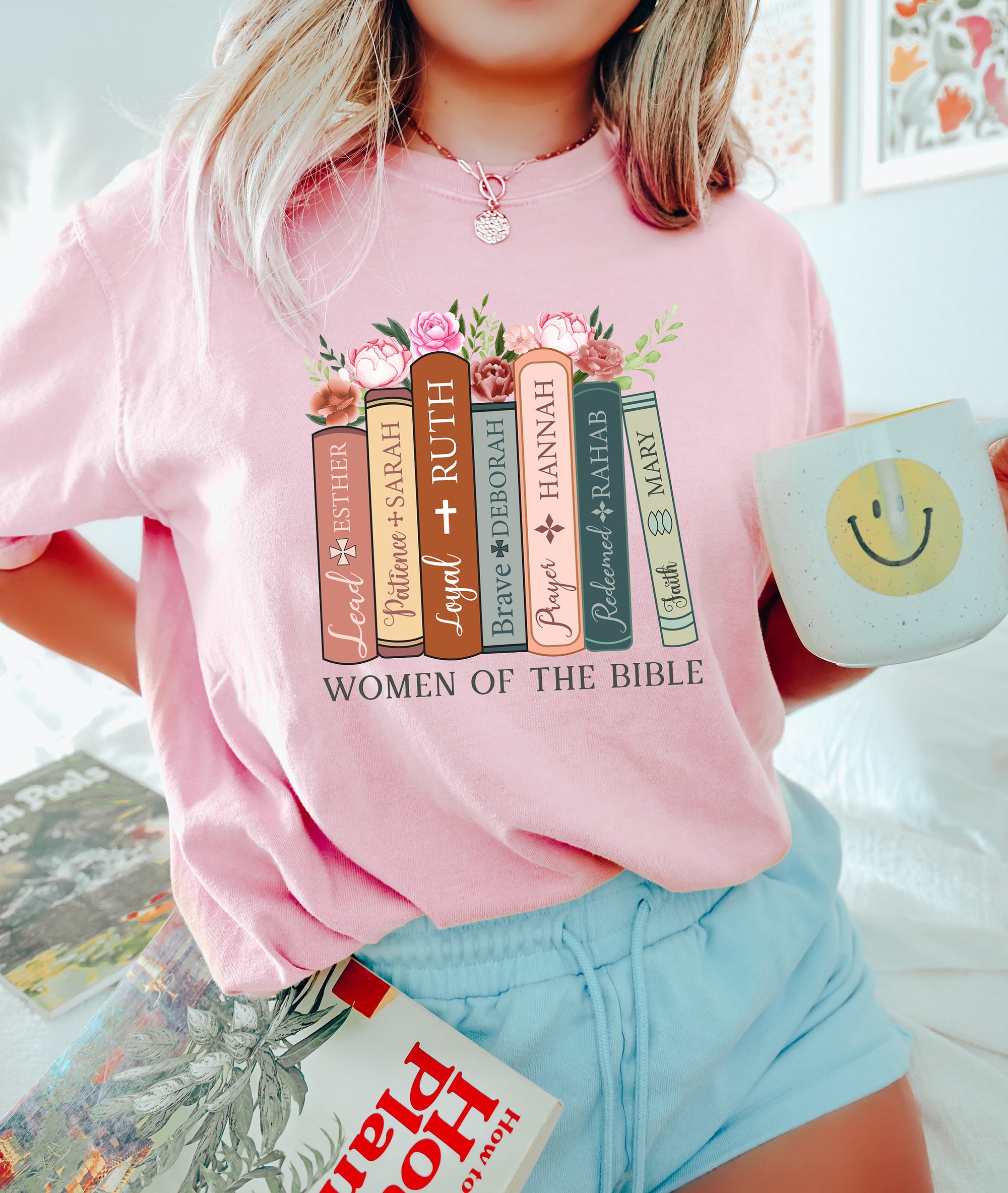 Women Of The Bible Christian Flower Floral Book Librarian Jesus Lover Shirt image 1