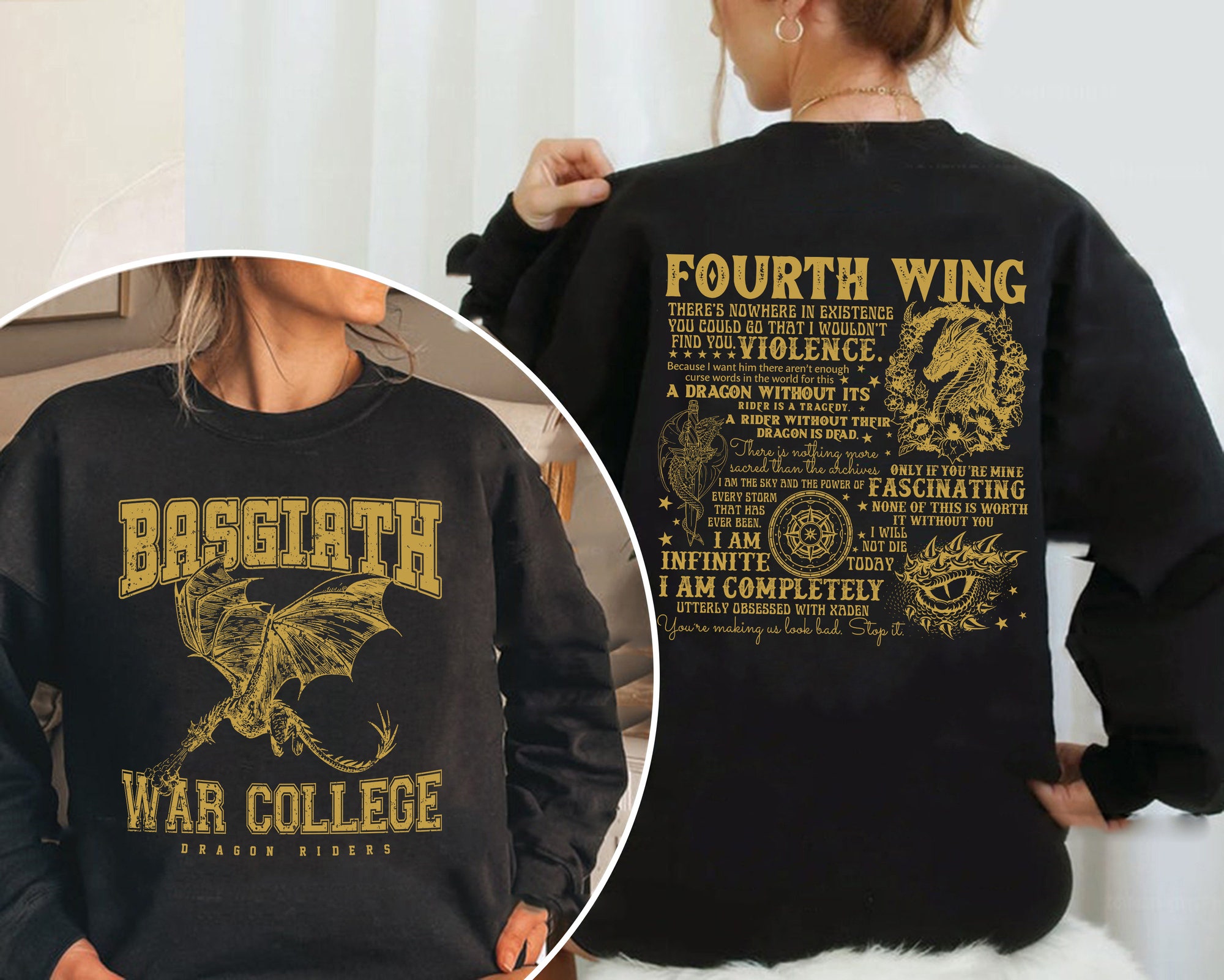 Fourth Wing Basgiath War College Dragon Rider Book Lover Sweatshirt image 2