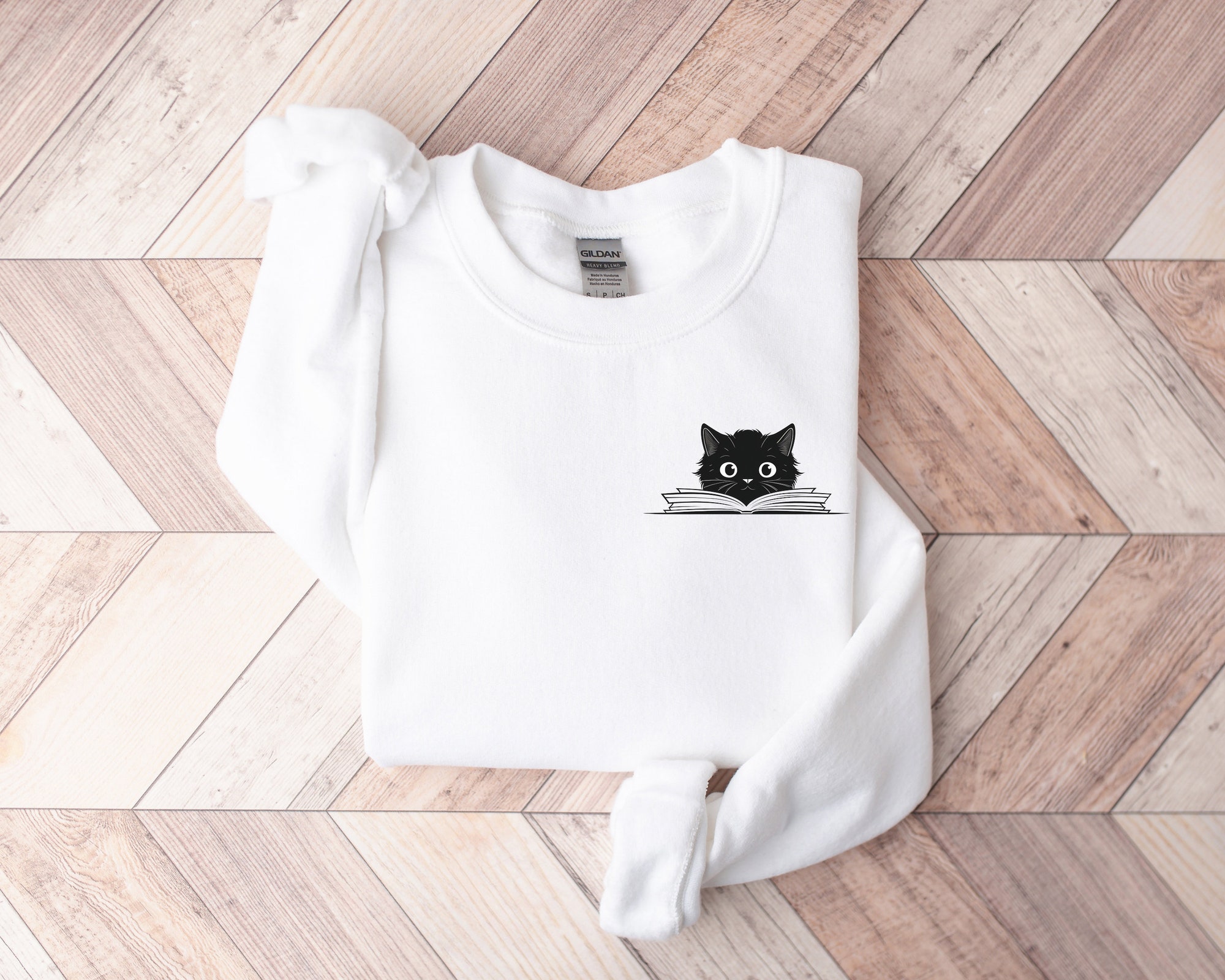 Black Cat Bookworm Club Lover Teacher Librarian Sweatshirt image 3