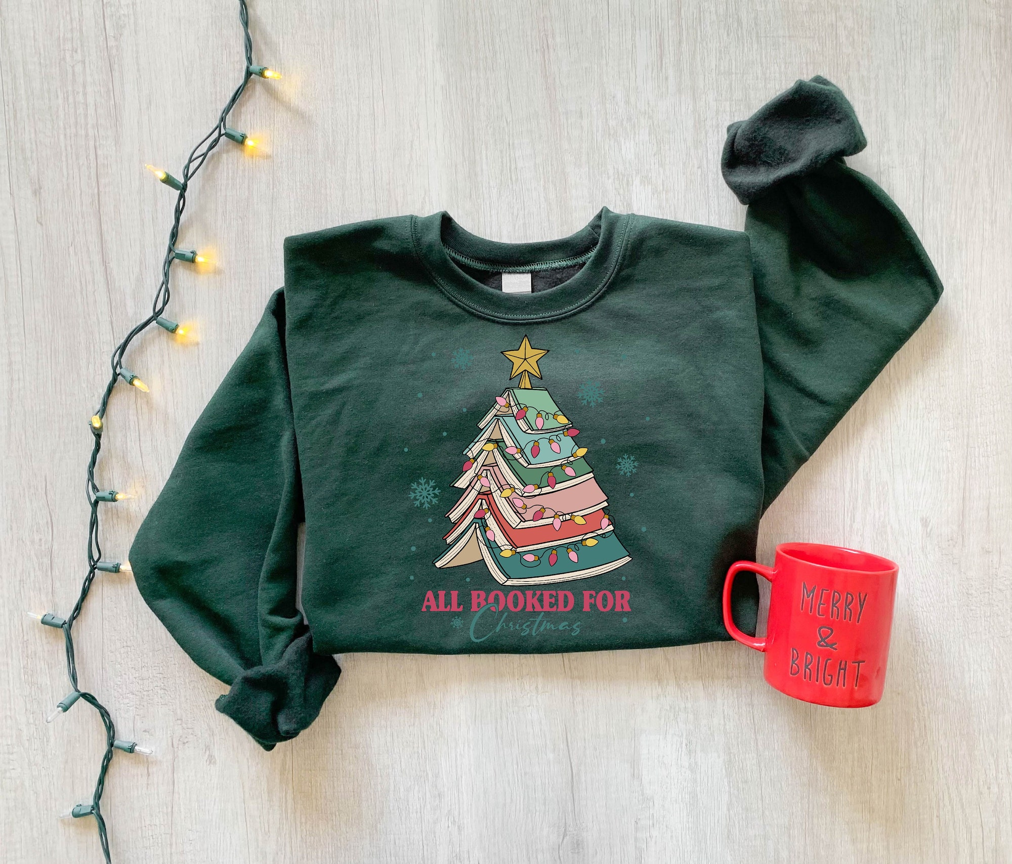 Christmas Book Tree Lovers Vacation Cute Sweatshirt image 5