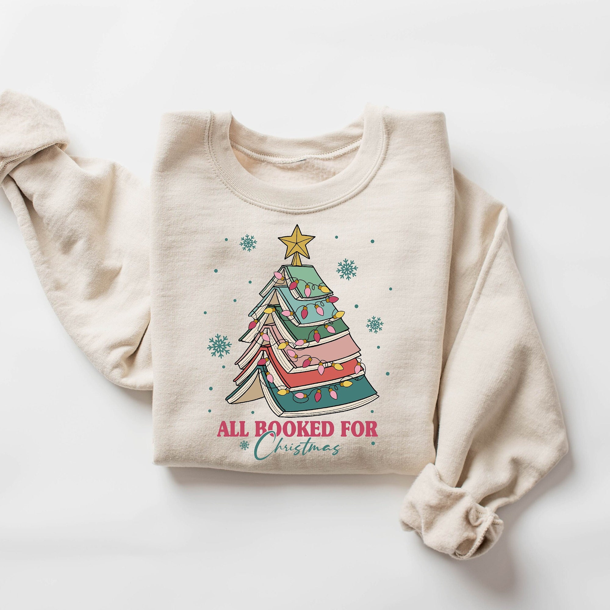 Christmas Book Tree Lovers Vacation Cute Sweatshirt image 1