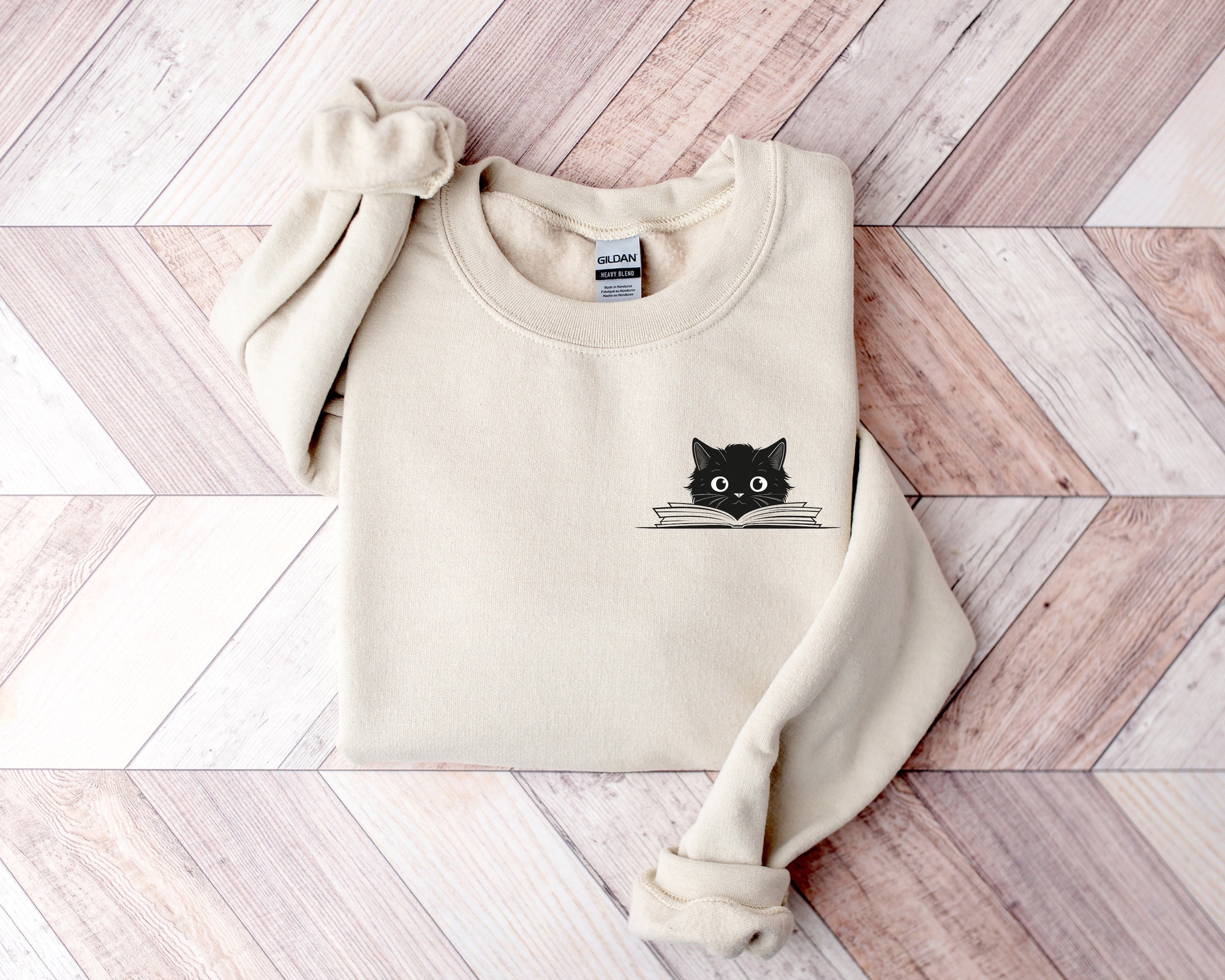 Black Cat Bookworm Club Lover Teacher Librarian Sweatshirt image 2