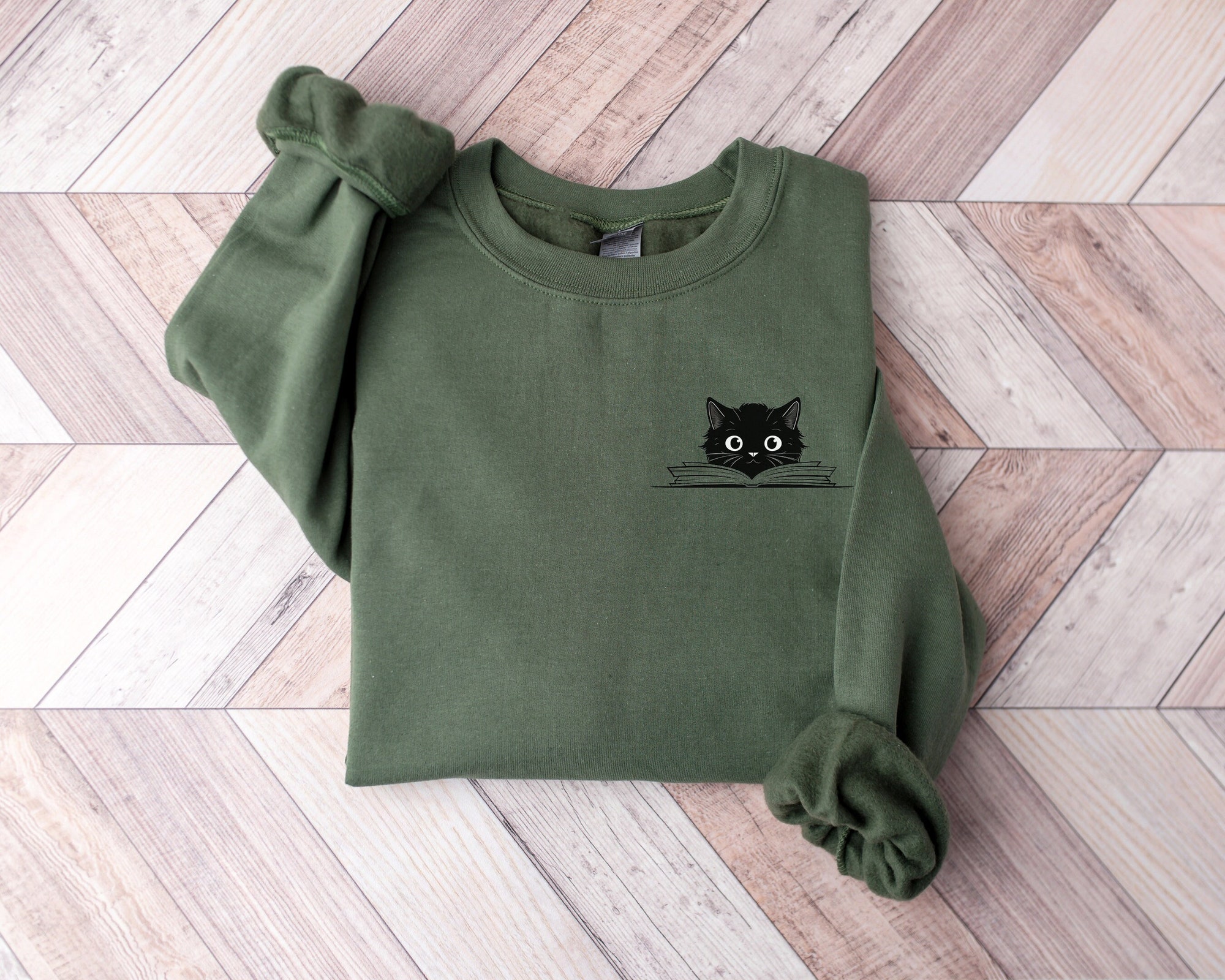 Black Cat Bookworm Club Lover Teacher Librarian Sweatshirt image 1