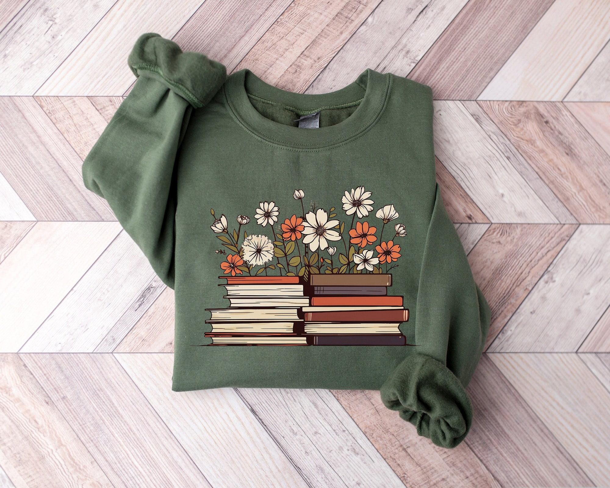 Flowers Book Club Lover Teacher Floral Reader Sweatshirt image 1