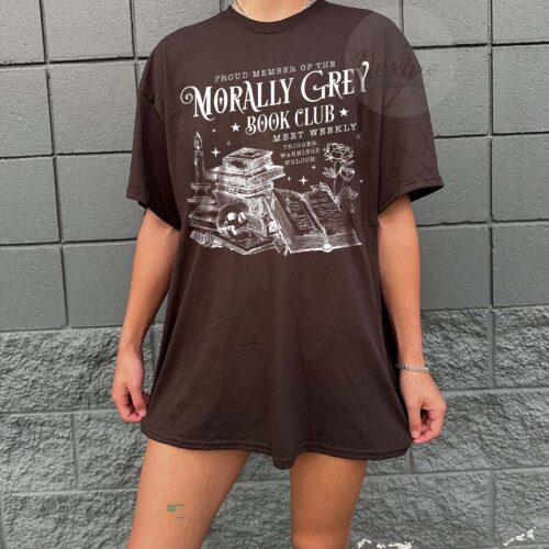 Vintage Morally Grey Book Club Dark Romance Spooky Season Lover Reader Shirt image 0