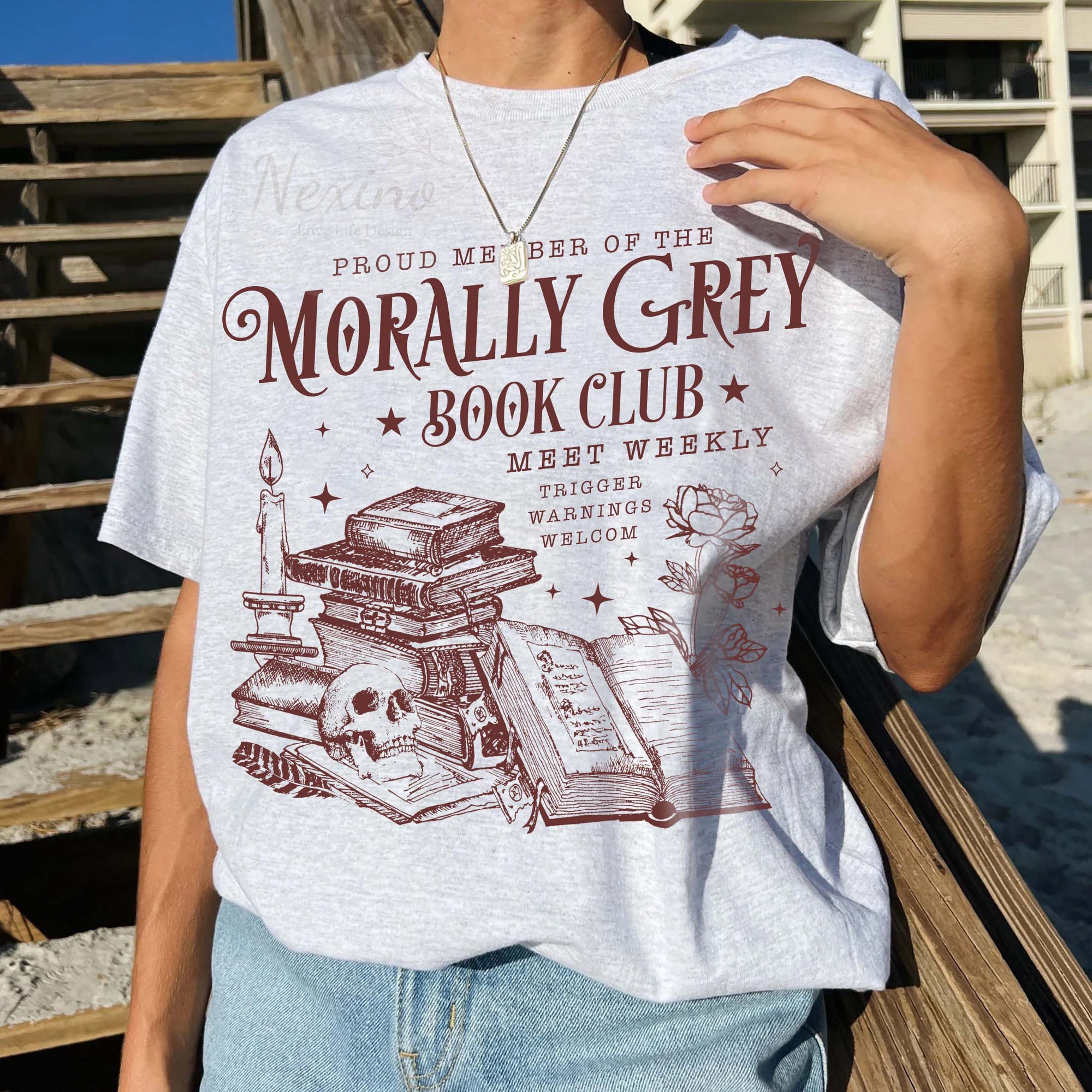 Vintage Morally Grey Book Club Dark Romance Spooky Season Lover Reader Shirt image 5