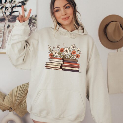 Flowers Book Club Lover Teacher Floral Reader Sweatshirt image 0