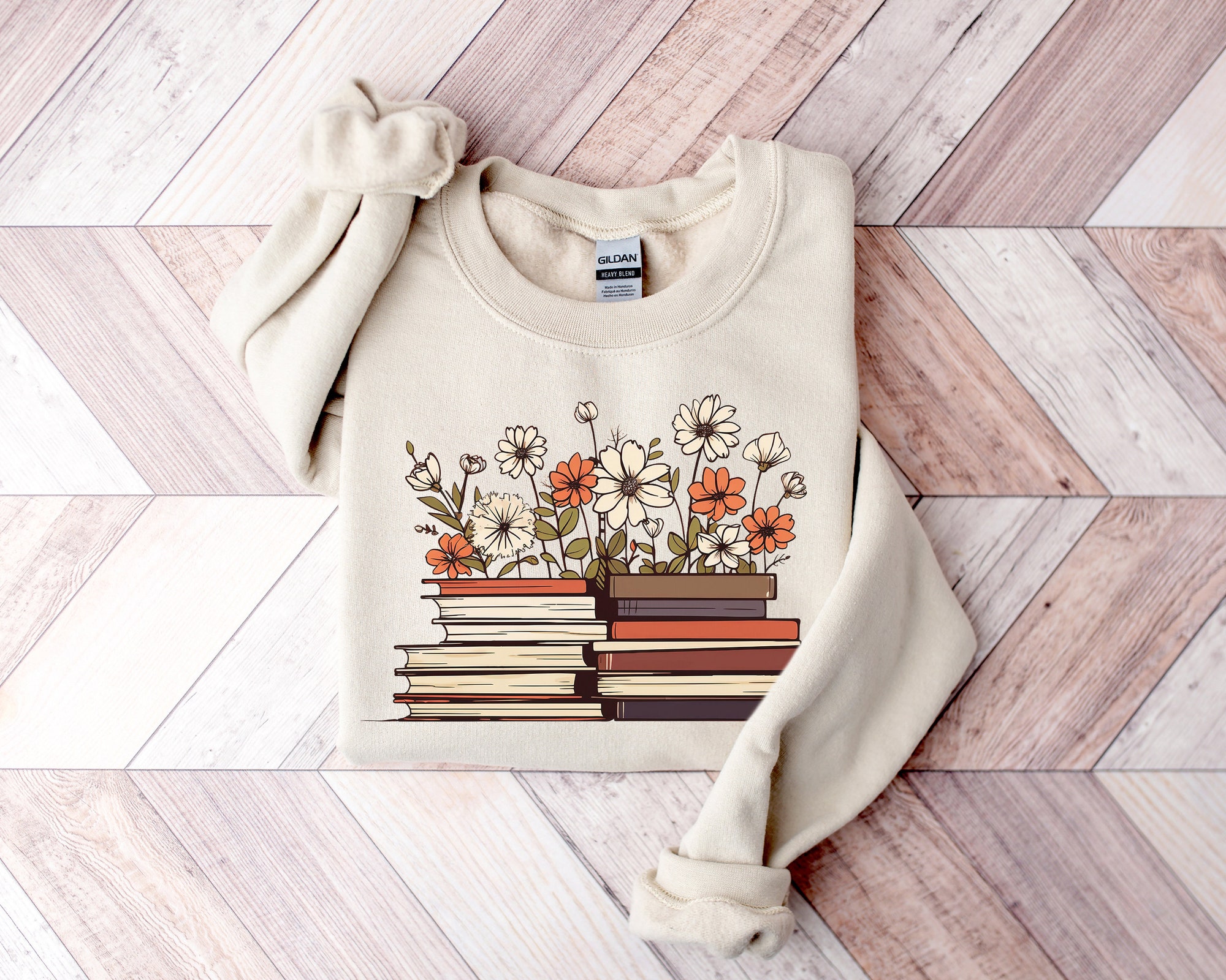 Flowers Book Club Lover Teacher Floral Reader Sweatshirt image 2