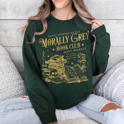 Vintage Morally Grey Book Club Dark Romance Spooky Season Lover Reader Sweatshirt image 0