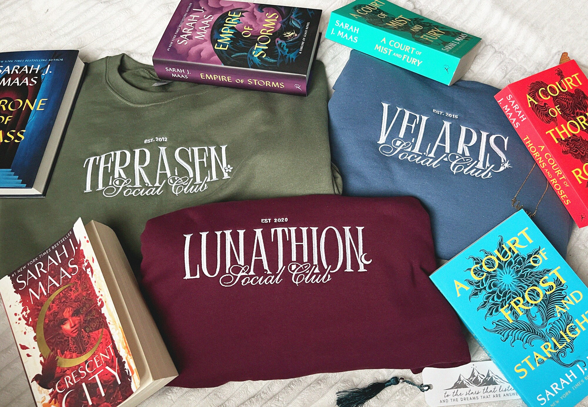 SJM ACOTAR TOG Crescent City Velaris Terrasen Lunathion Bookish Sweatshirt image 1