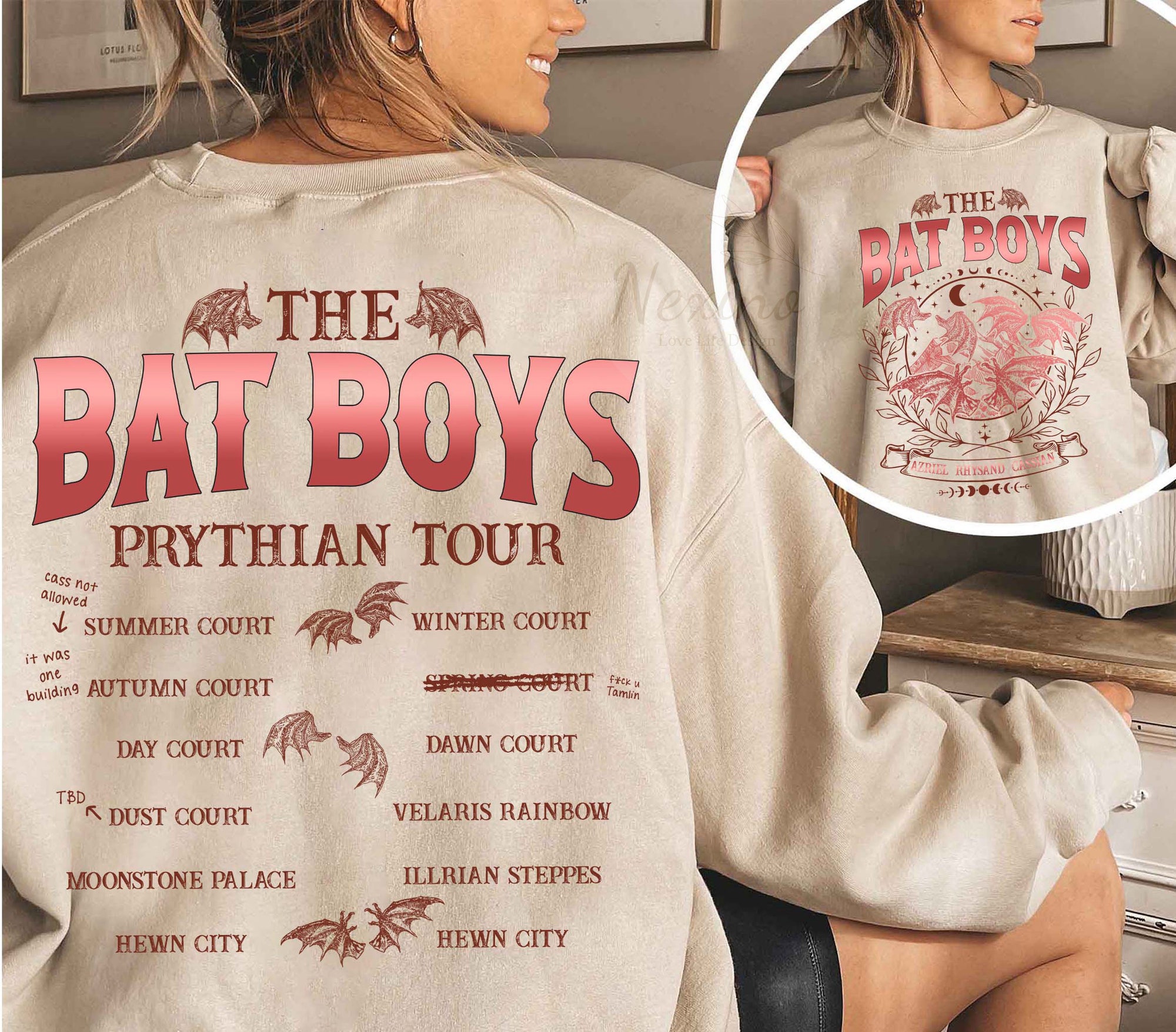 The Bat Boys Acotar Night Court Illyrians Rhysand Cassian Wings Bookish Sweatshirt image 3