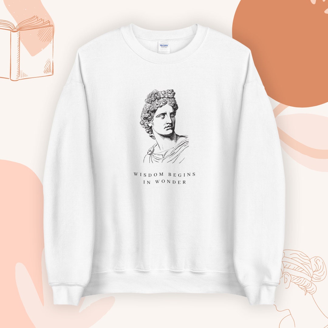 Dark Academia Wisdom Begins In Wonder Philosophy Book Lover Women Sweatshirt image 2