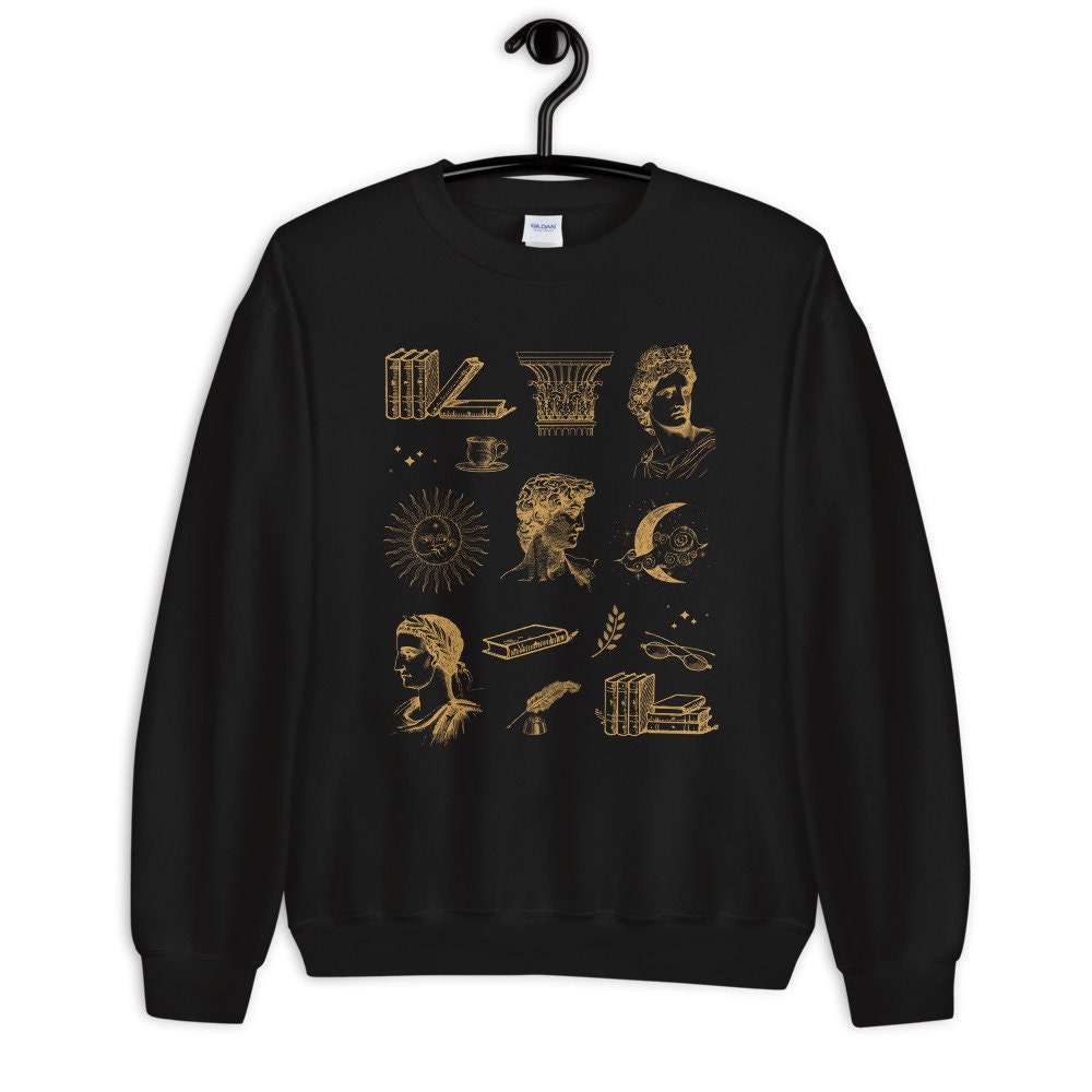 Dark Academia Indie Light Aesthetic Books Greek Statue Renaissance Literary Sweatshirt image 2