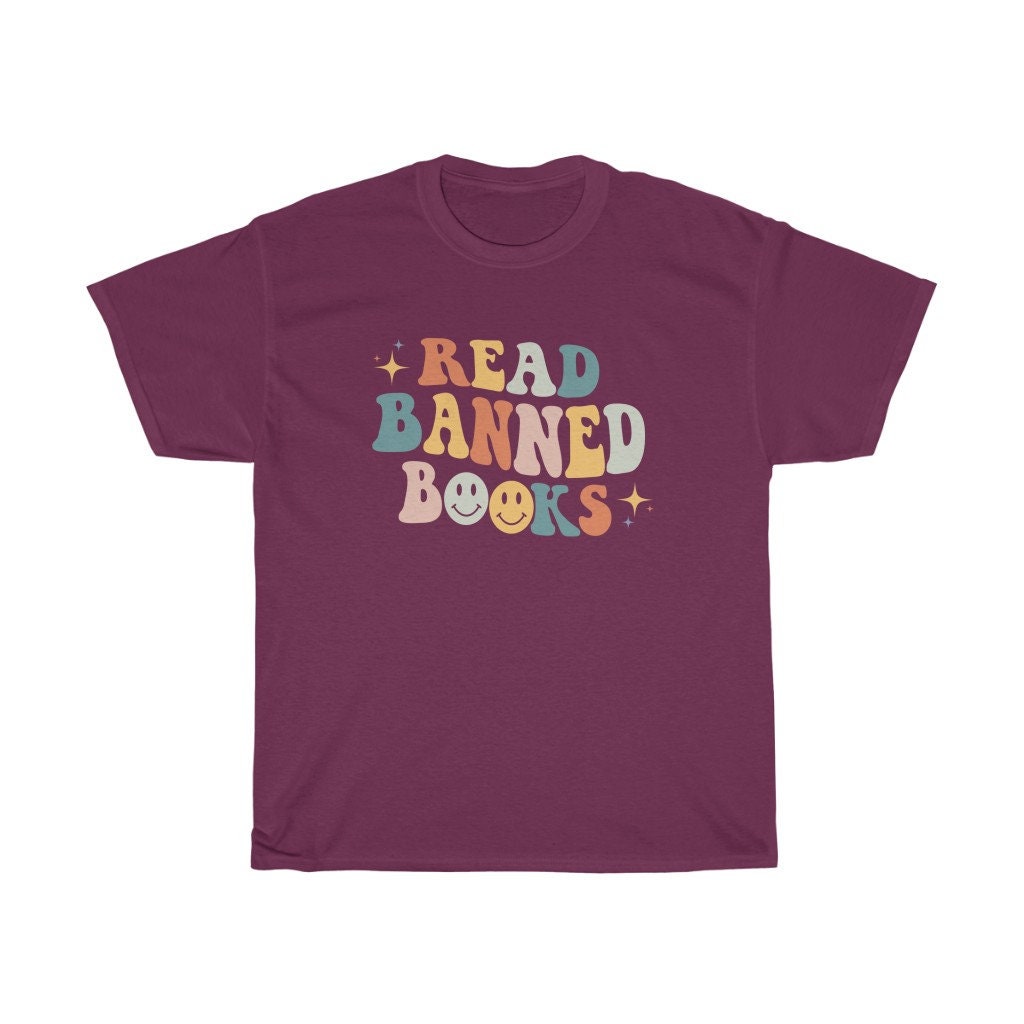 Retro Read Banned Books Poet Literature Librarian Smiley Face Cute Shirt image 5