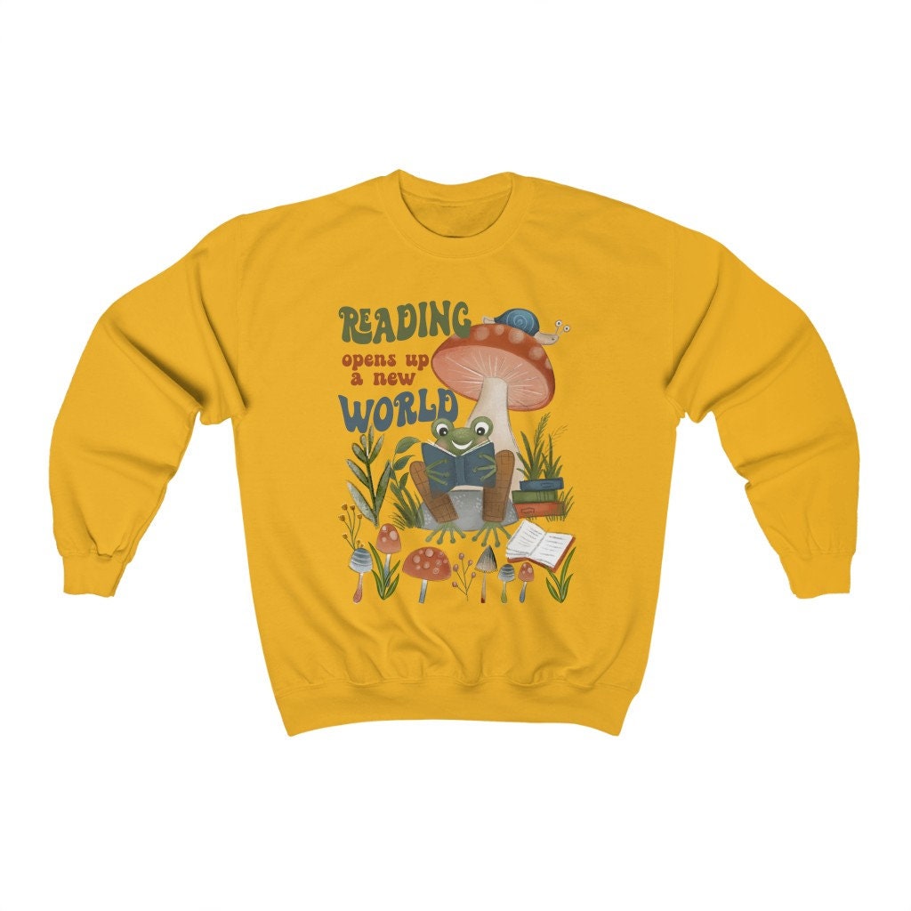 Vintage Frog Reading Story Time Librarian Bookish Reader Literature Lover Sweatshirt image 5