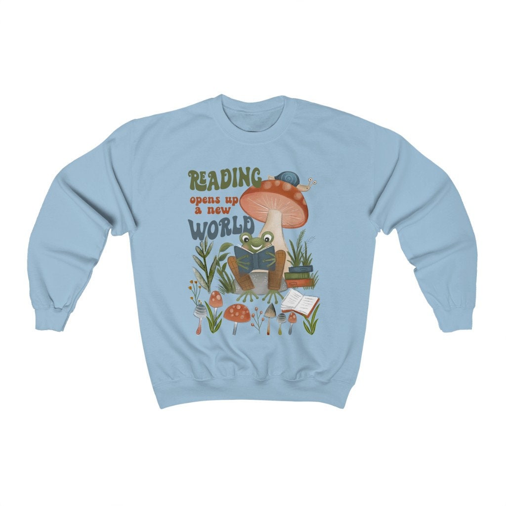 Vintage Frog Reading Story Time Librarian Bookish Reader Literature Lover Sweatshirt image 3