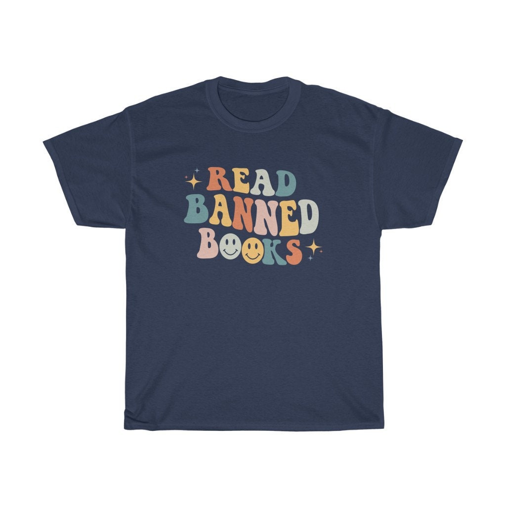 Retro Read Banned Books Poet Literature Librarian Smiley Face Cute Shirt image 6