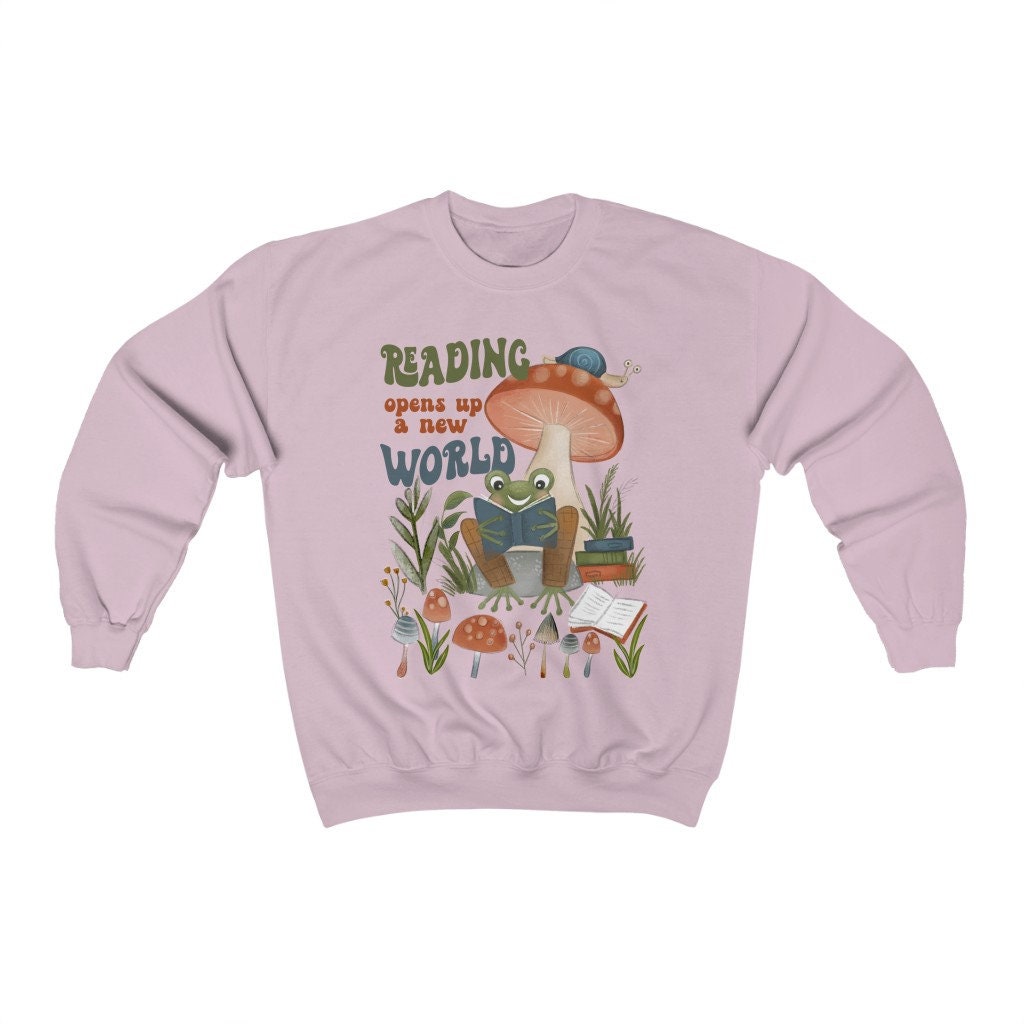 Vintage Frog Reading Story Time Librarian Bookish Reader Literature Lover Sweatshirt image 4