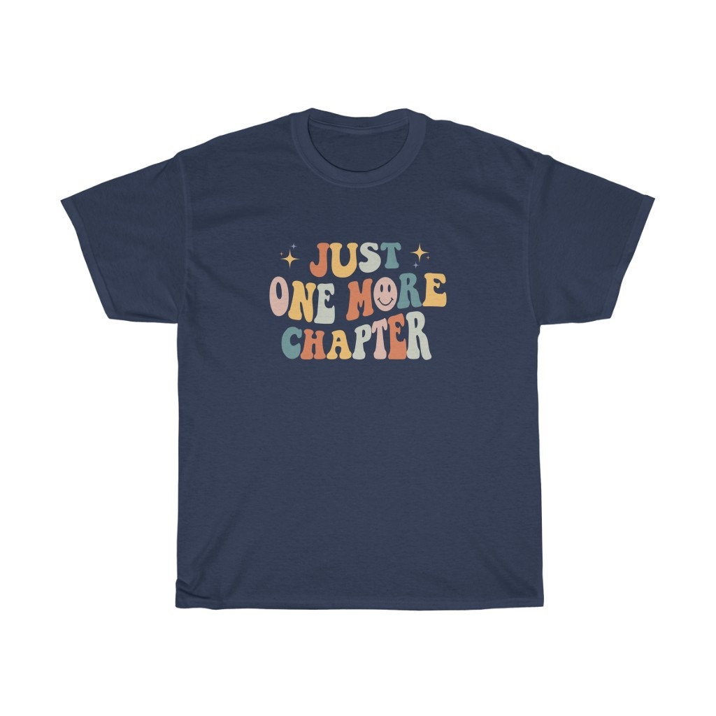 Retro Just One More Chapter Bookish Poet Literature Librarian Smiley Face Shirt image 5