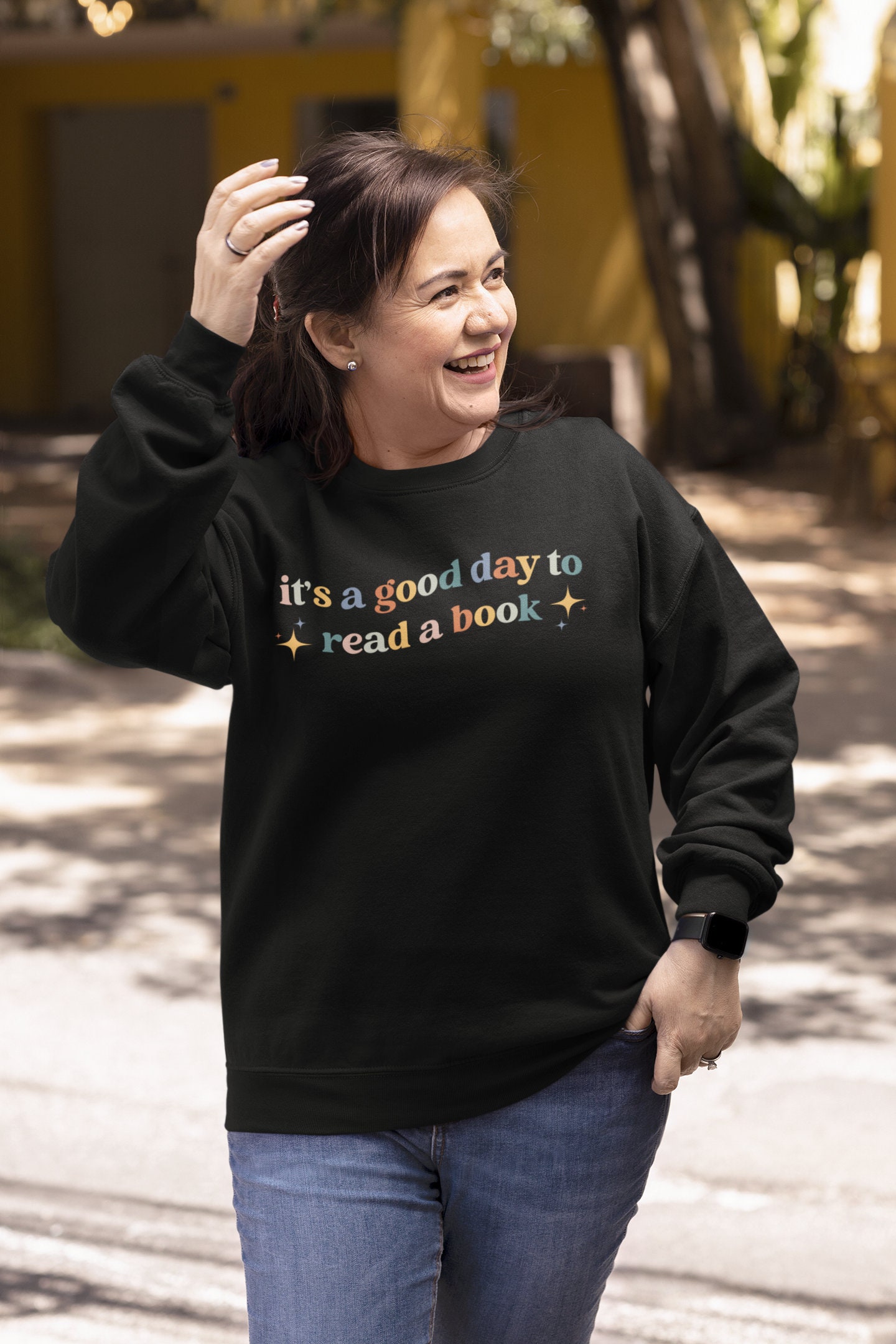 Retro It's A Good Day To Read Bookish Literature Librarian Indie Sweatshirt image 1