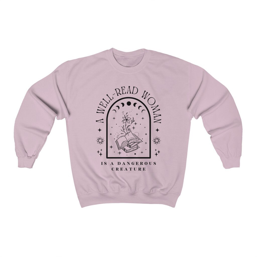 A Well Read Woman Bookish Reading Literature Librarian Celestial Sweatshirt image 4