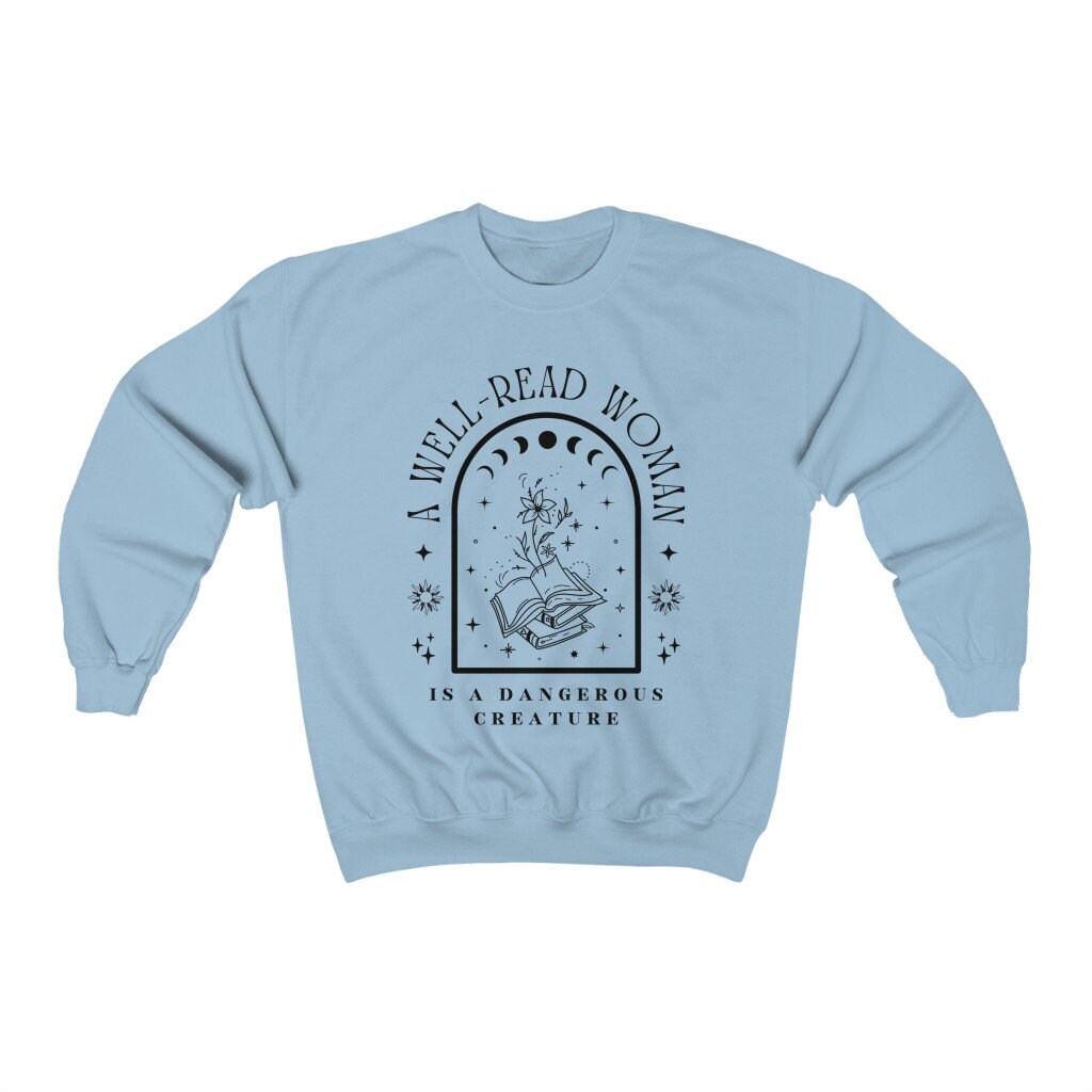 A Well Read Woman Bookish Reading Literature Librarian Celestial Sweatshirt image 6