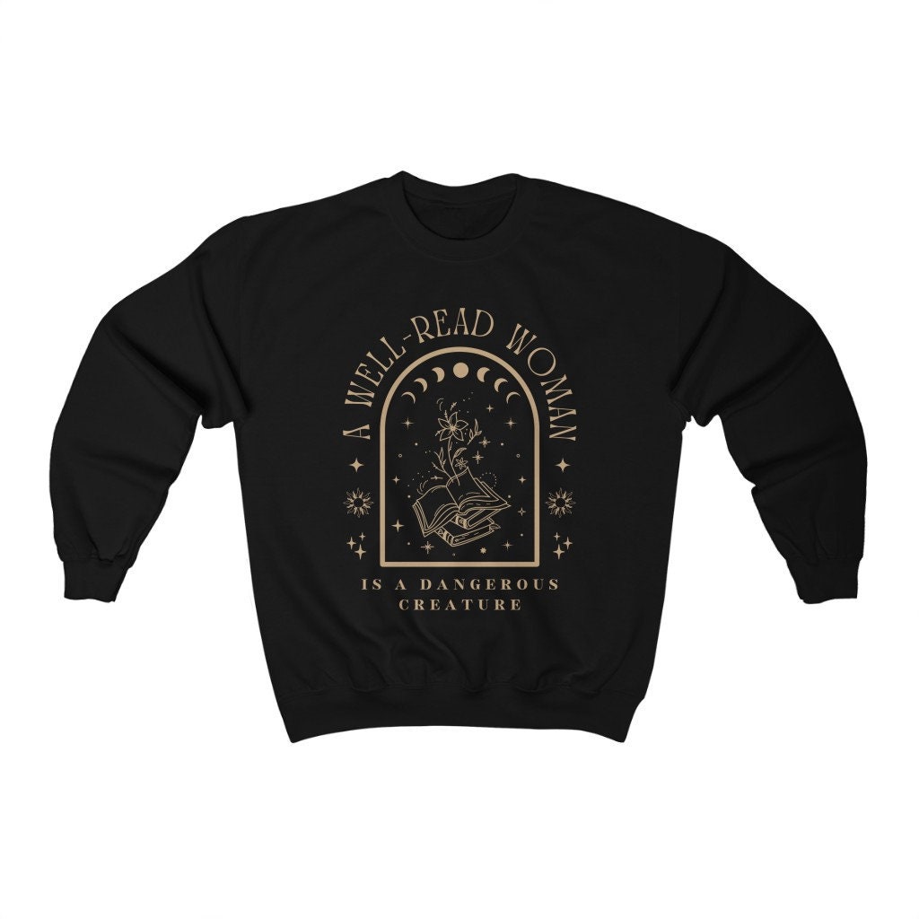 A Well Read Woman Bookish Reading Literature Librarian Celestial Sweatshirt image 2