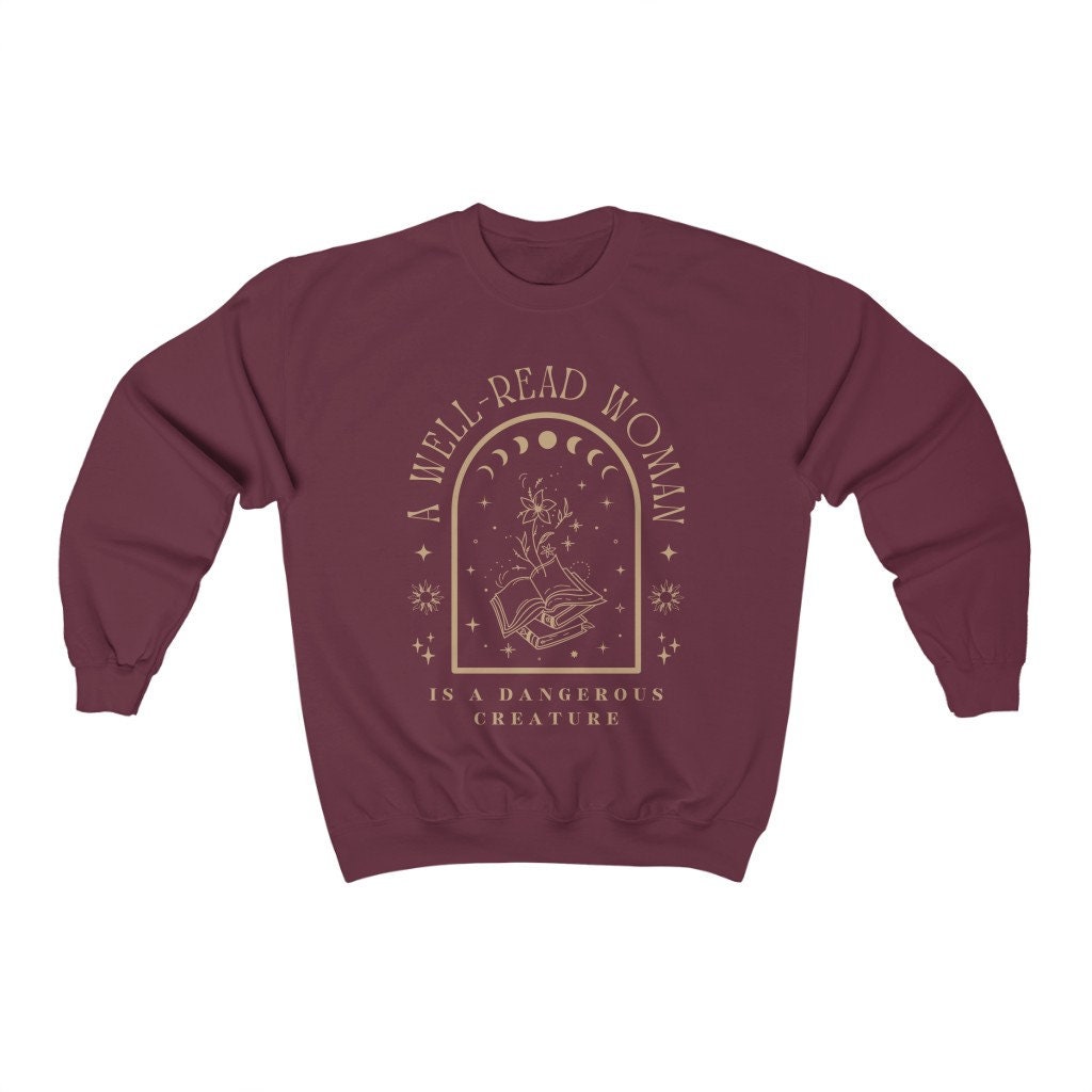 A Well Read Woman Bookish Reading Literature Librarian Celestial Sweatshirt image 5