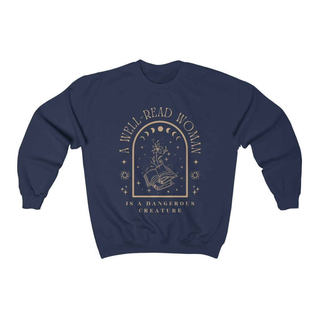 A Well Read Woman Bookish Reading Literature Librarian Celestial Sweatshirt image 6