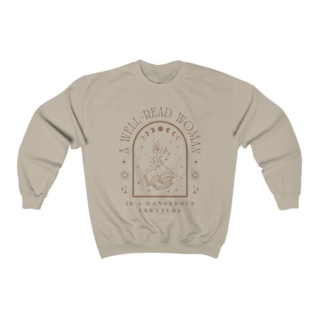 A Well Read Woman Bookish Reading Literature Librarian Celestial Sweatshirt image 2